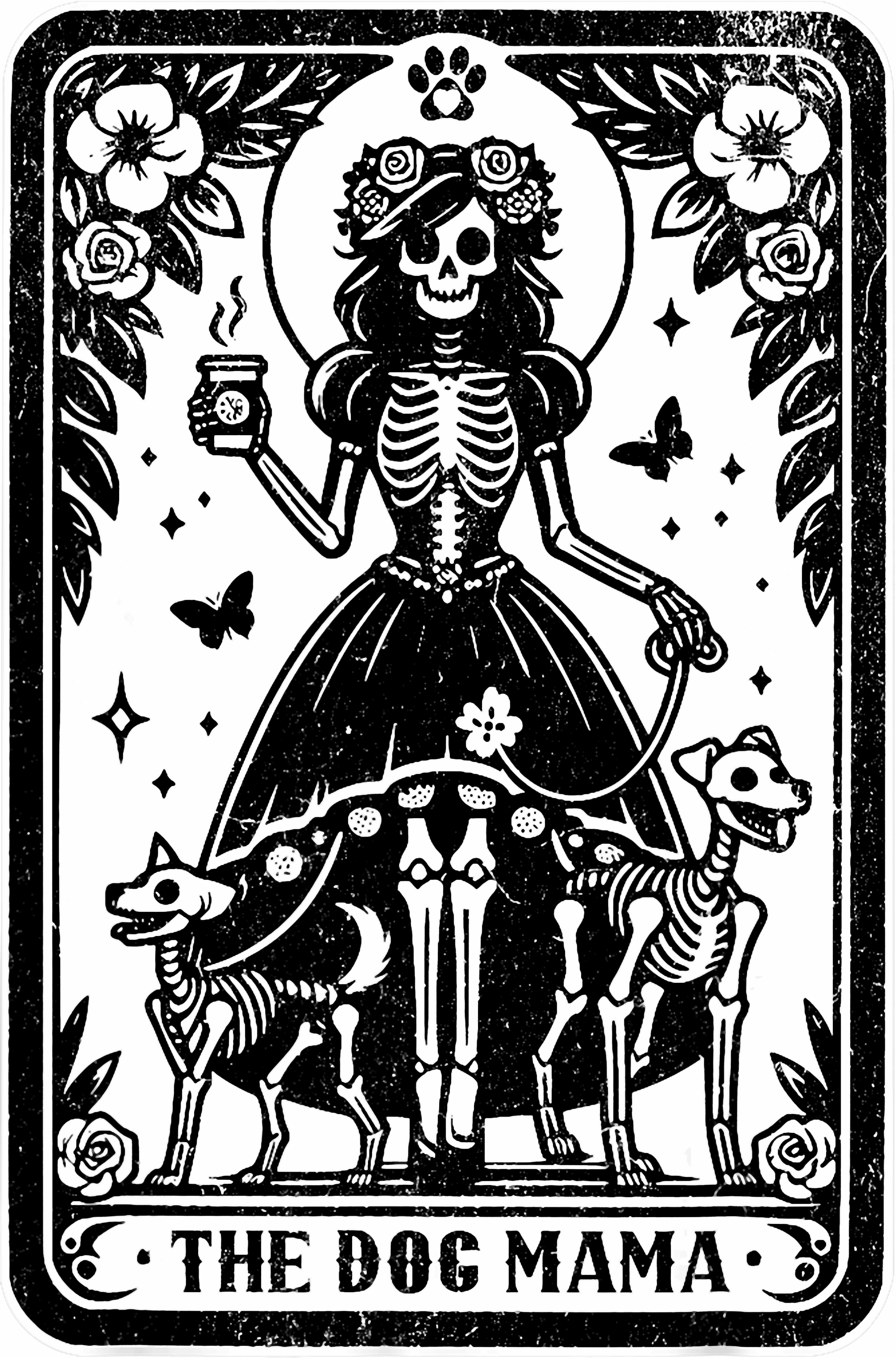 The Dog Mama Skeleton Tarot Card DTF Transfer