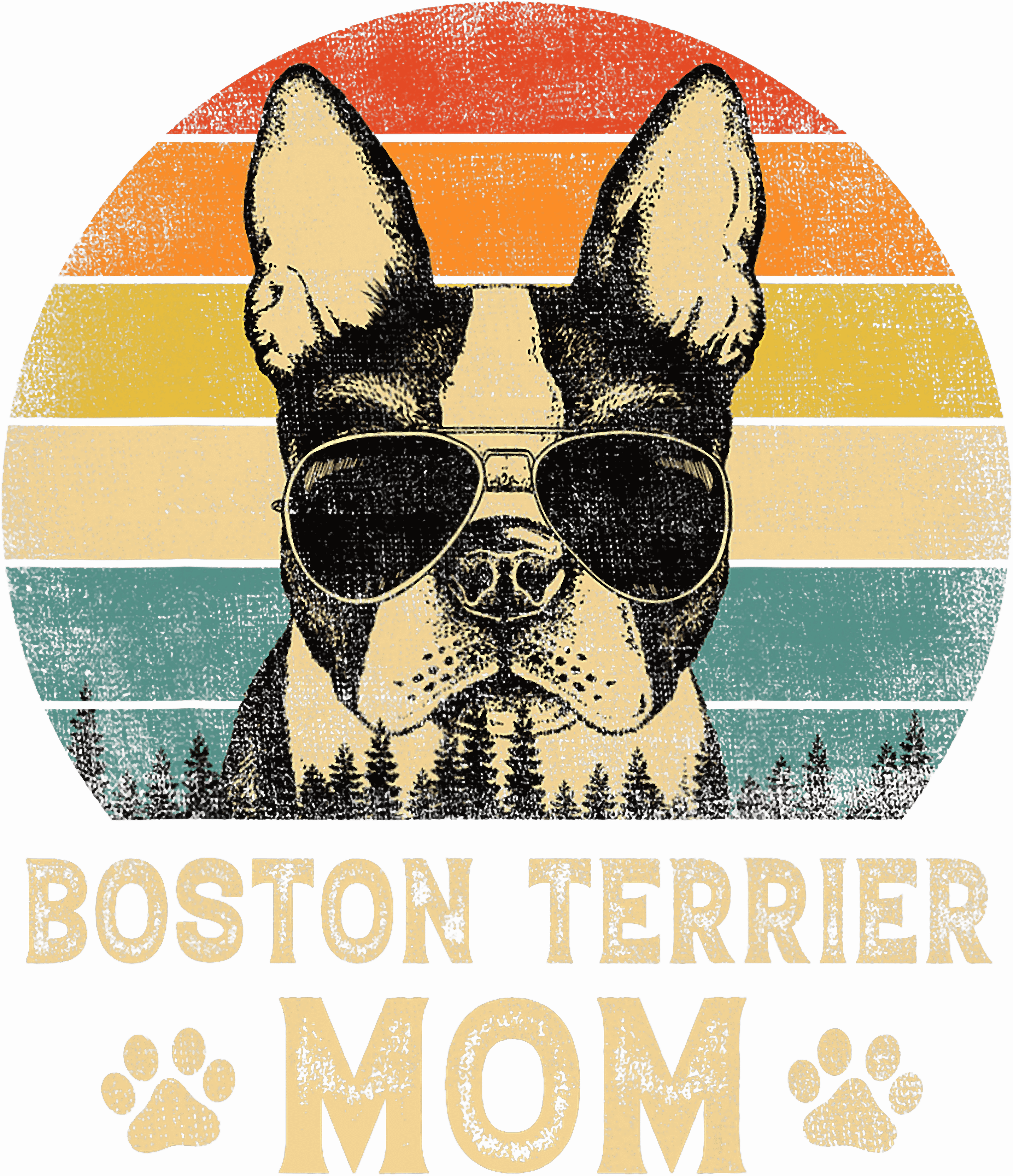 Boston Terrier Mom Vintage Sunset Dog DTF Transfer