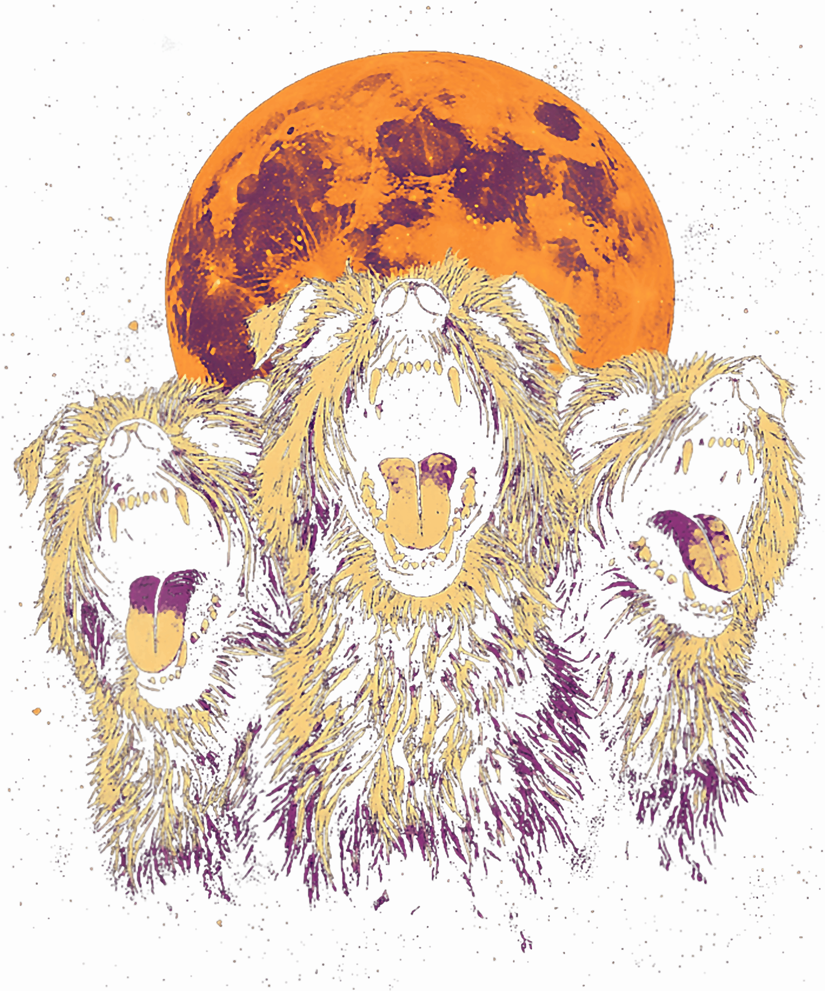 Three Headed Dog Under Full Moon DTF Transfer
