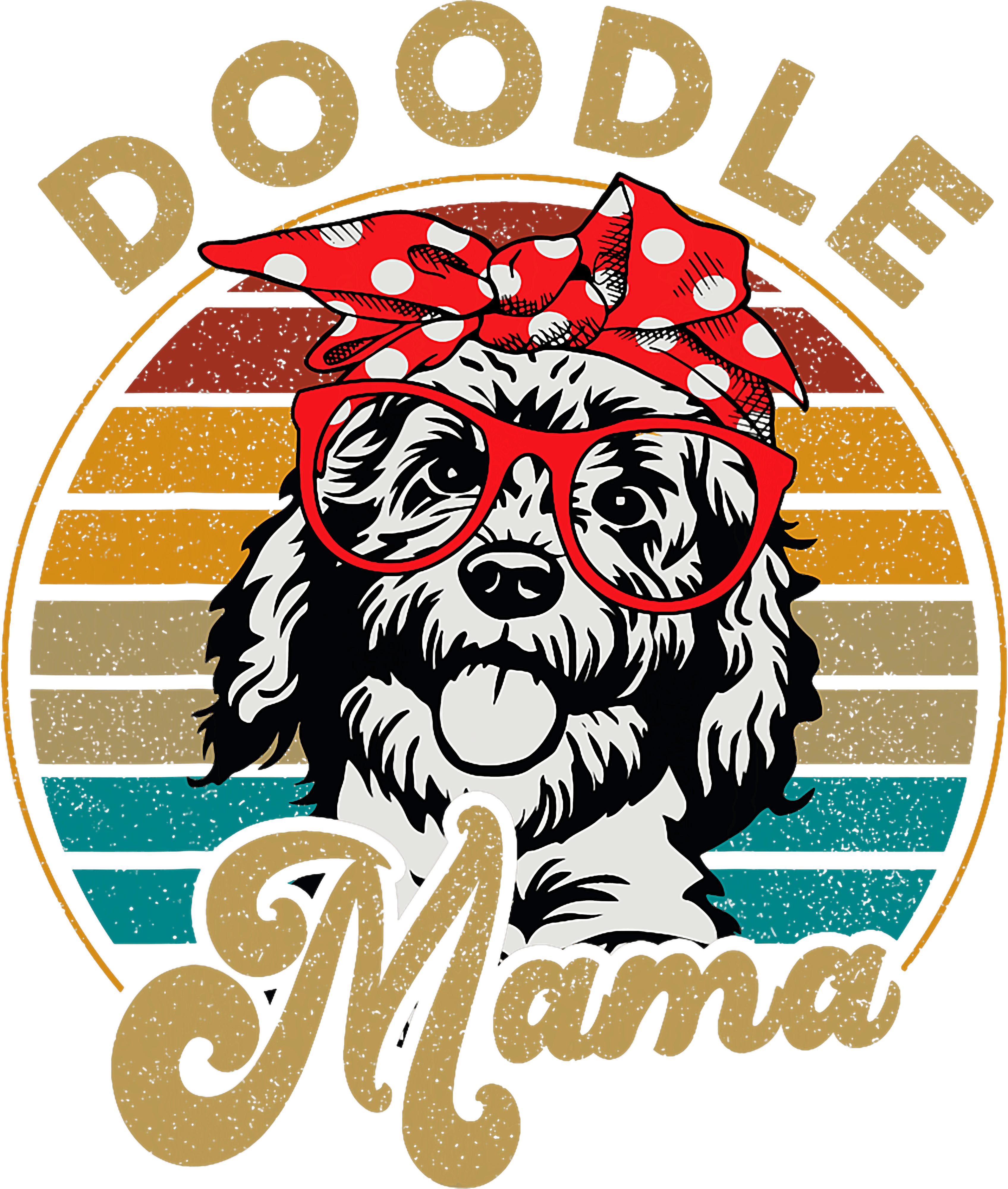 Doodle Mama Retro Dog Mom With Bandana And Sunglasses DTF Transfer