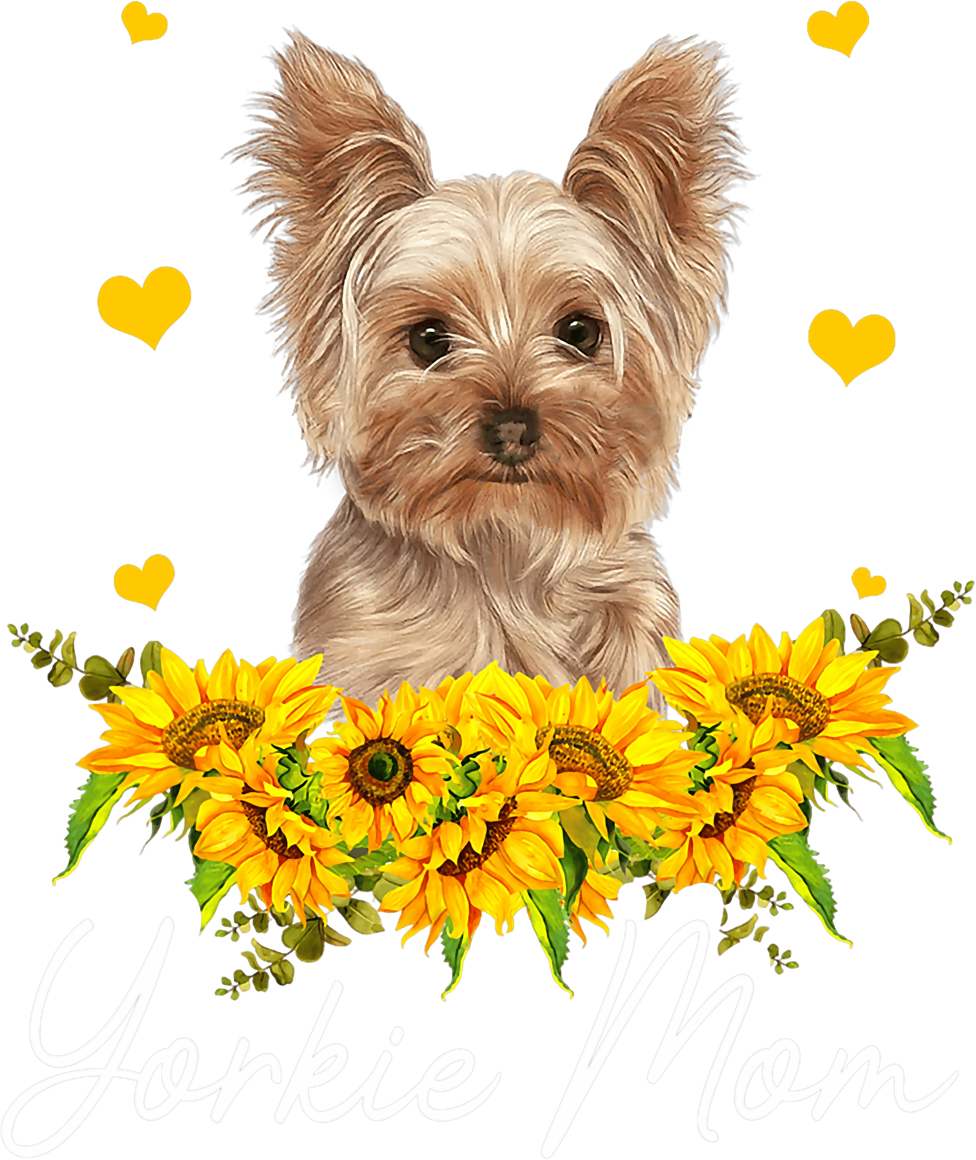 Yorkie Mom Sunflower Yorkshire Terrier Dog Lover Floral DTF Transfer
