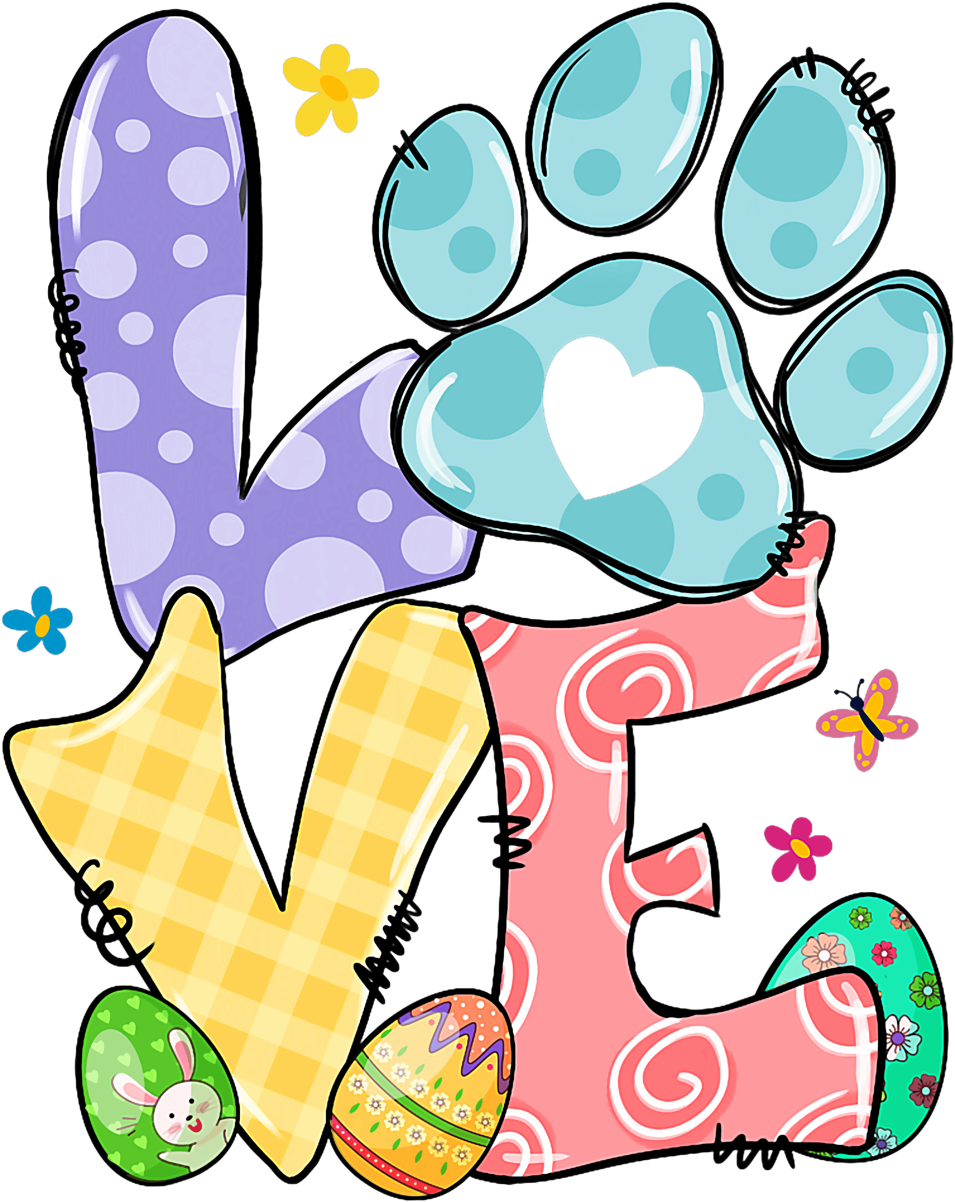 Love Paw Print DTF Transfer