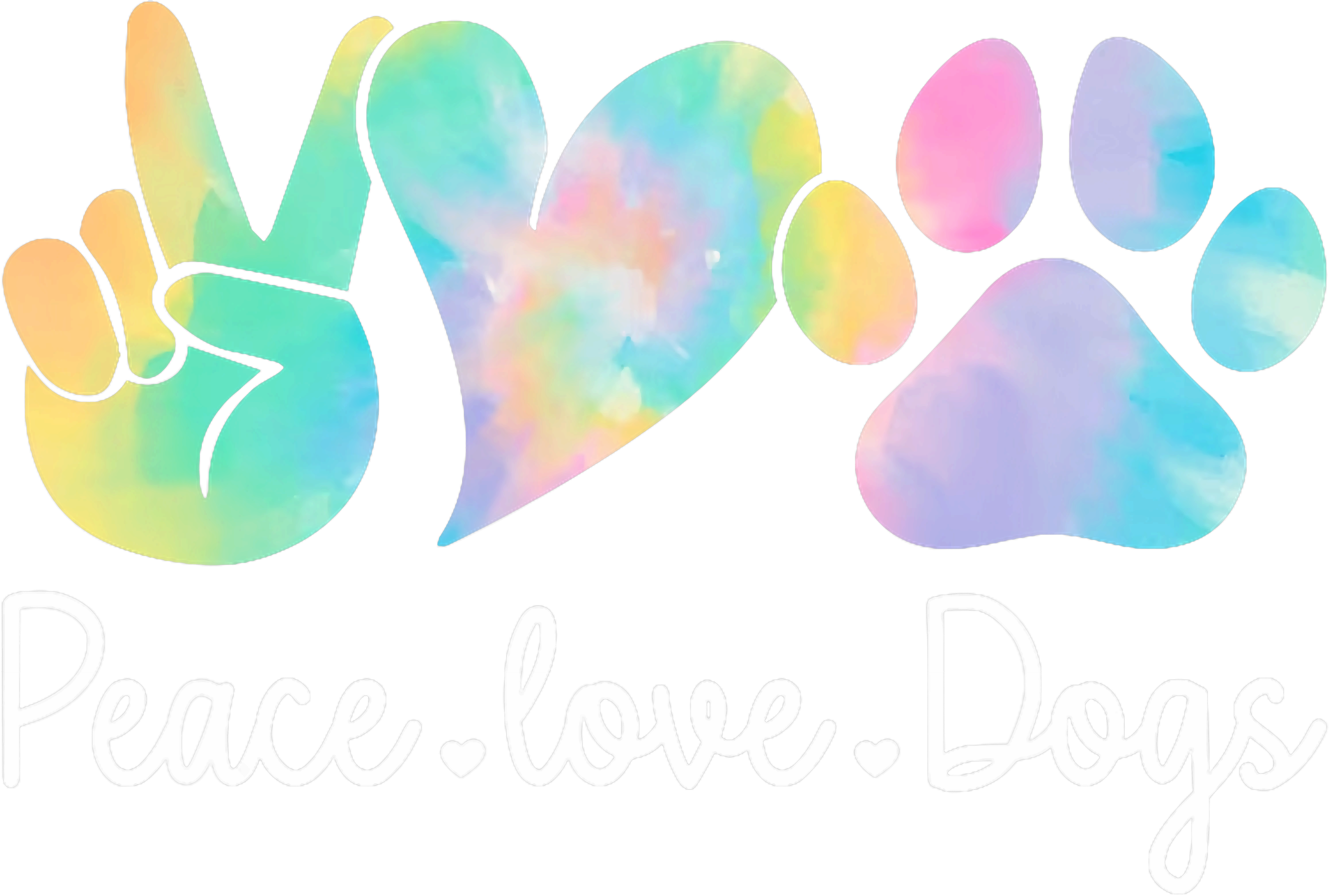 Peace Love Dogs Pastel Tie Dye Paw DTF Transfer