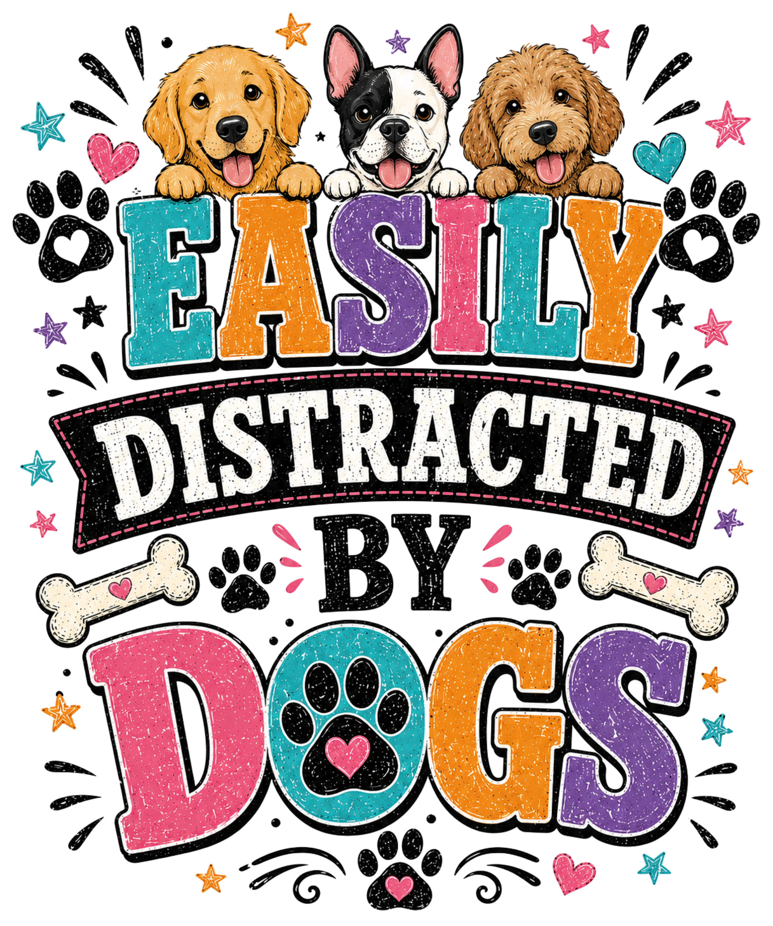 Easily Distracted By Dogs DTF Transfer