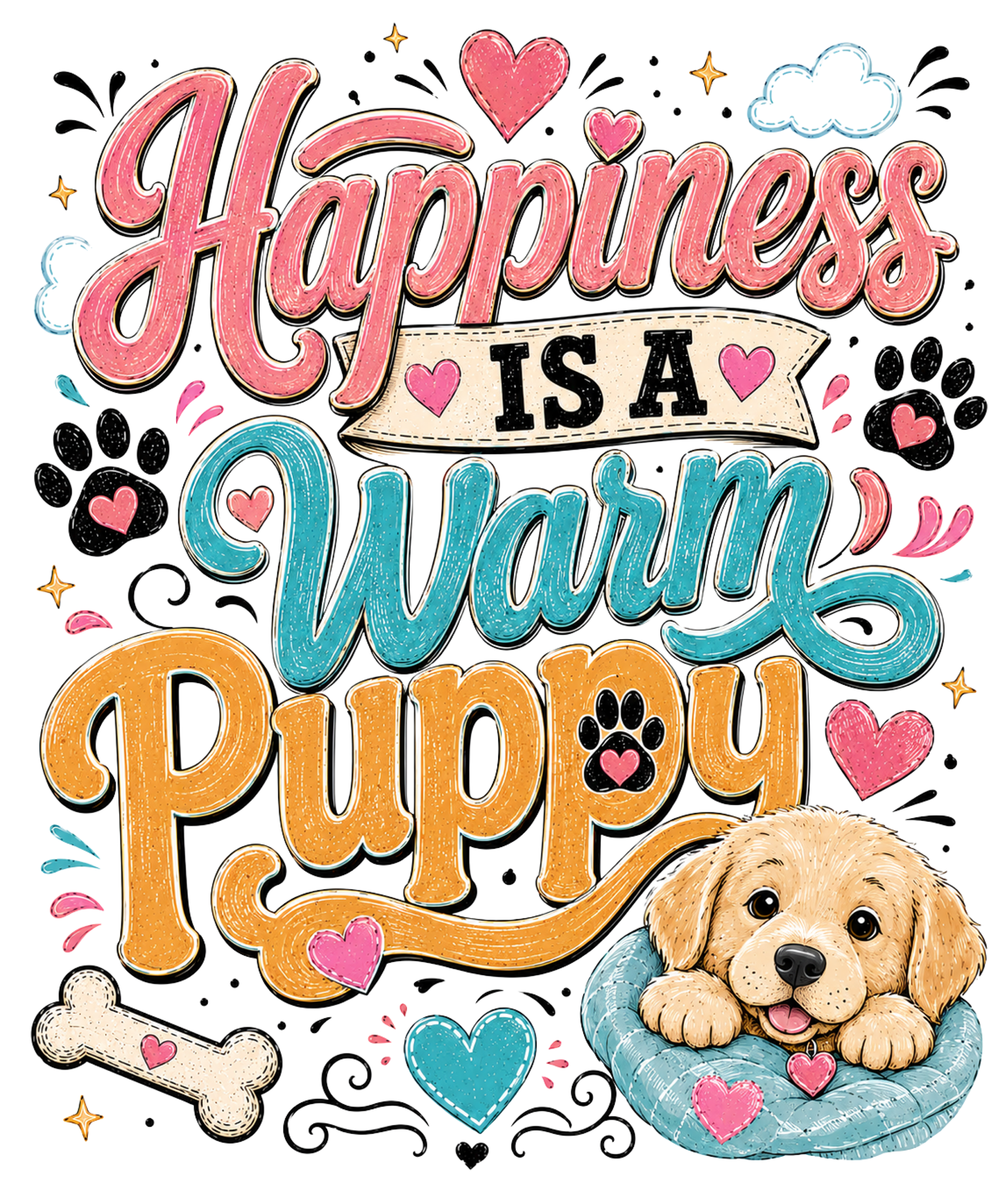Happiness Is A Warm Puppy DTF Transfer