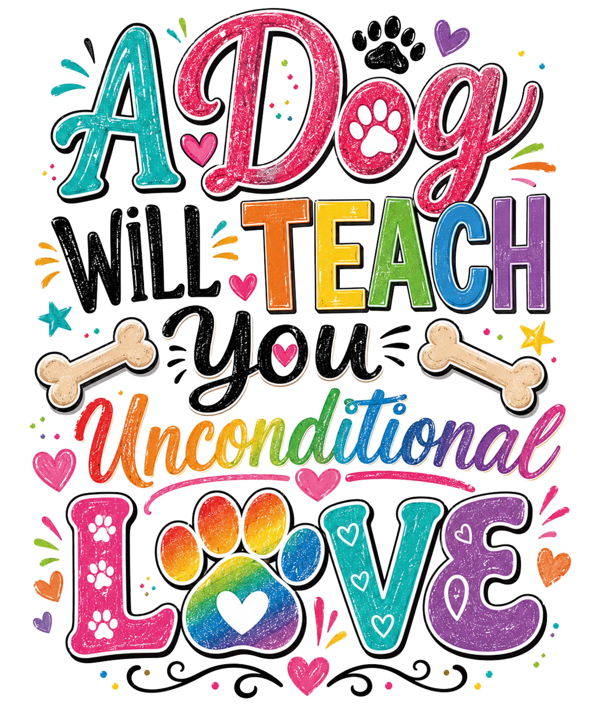 Dog Teaches Unconditional Love DTF Transfer