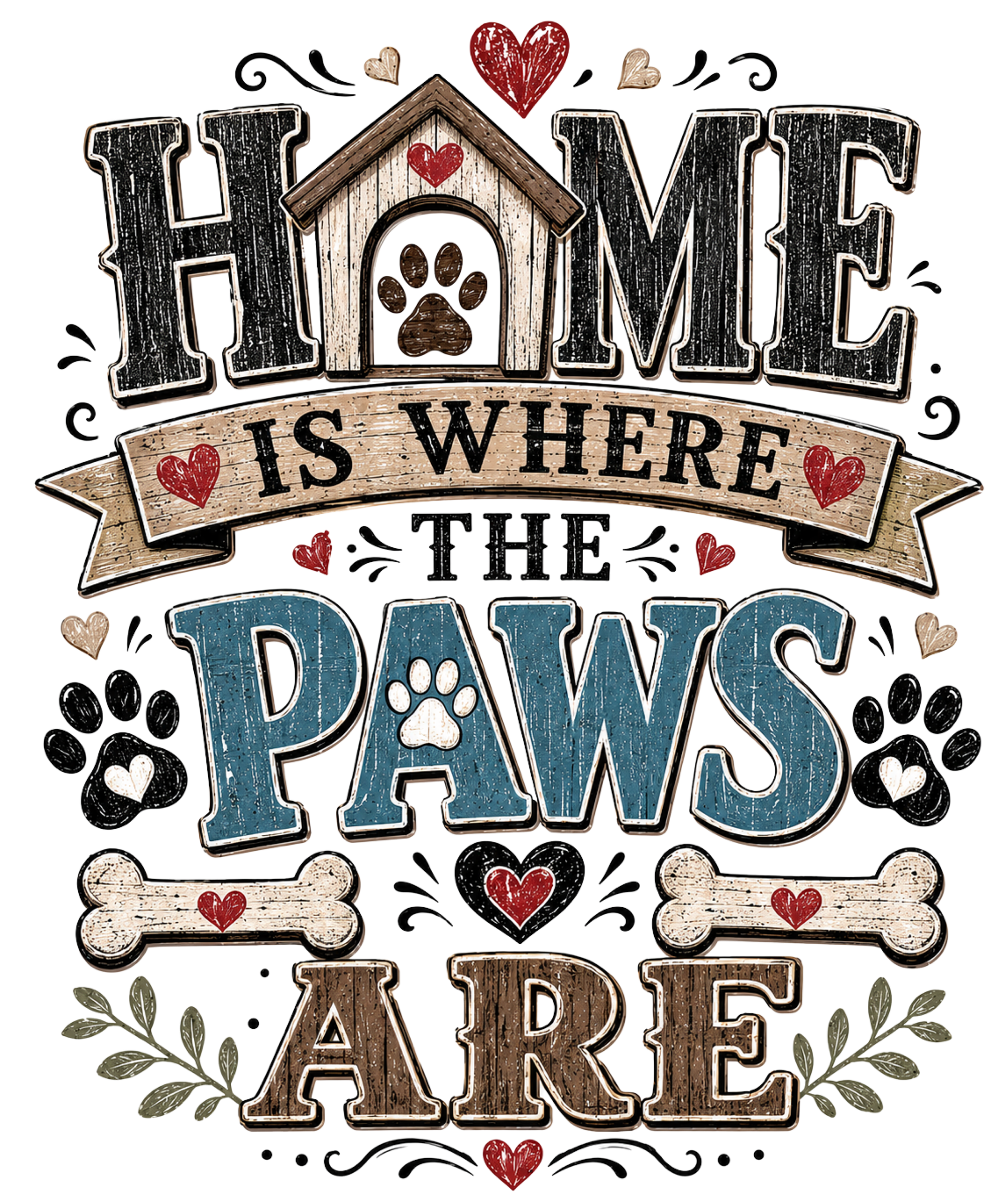 Home Is Where The Paws Are DTF Transfer