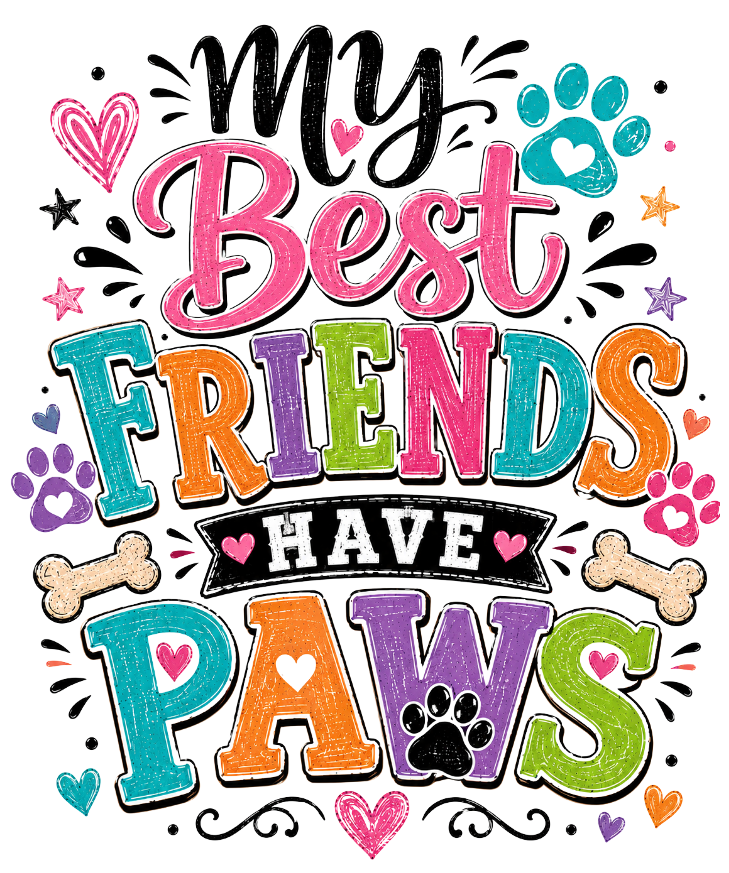 Best Friends Have Paws DTF Transfer