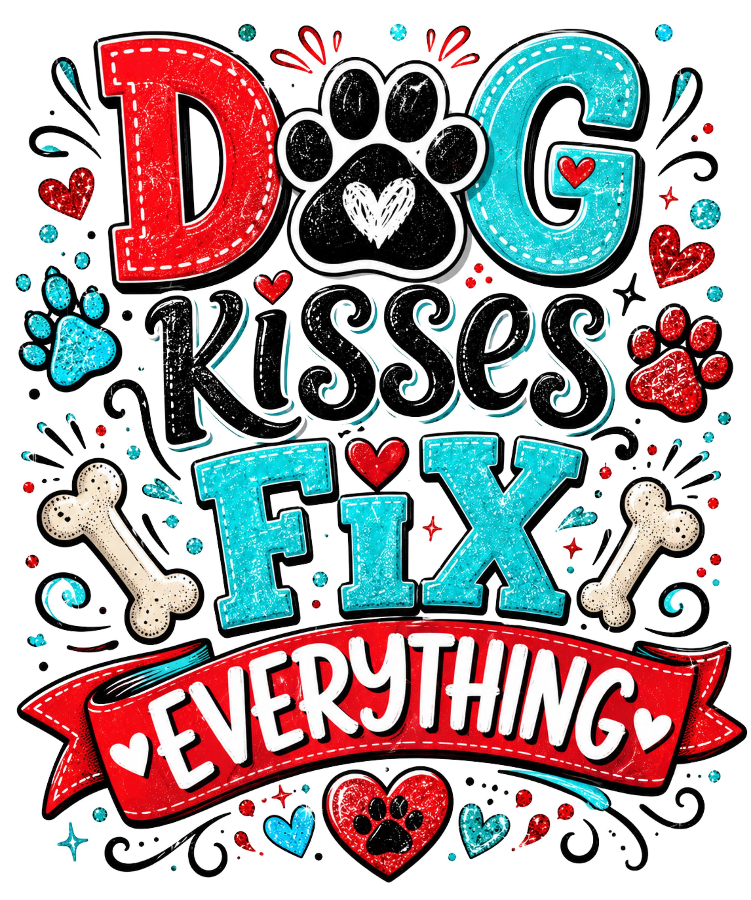 Dog Kisses Fix Everything DTF Transfer