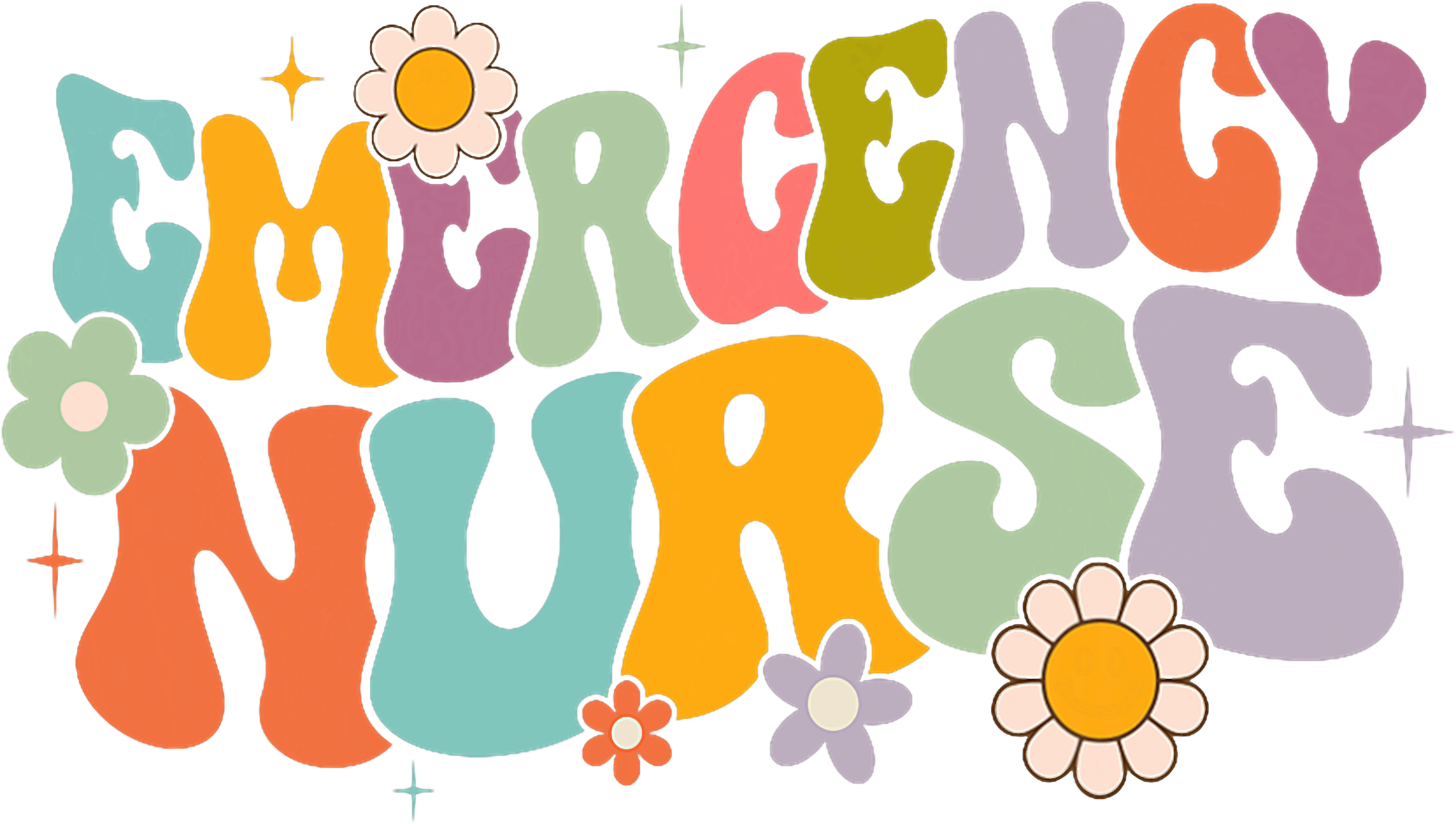 Emergency Nurse Retro Floral DTF Transfer