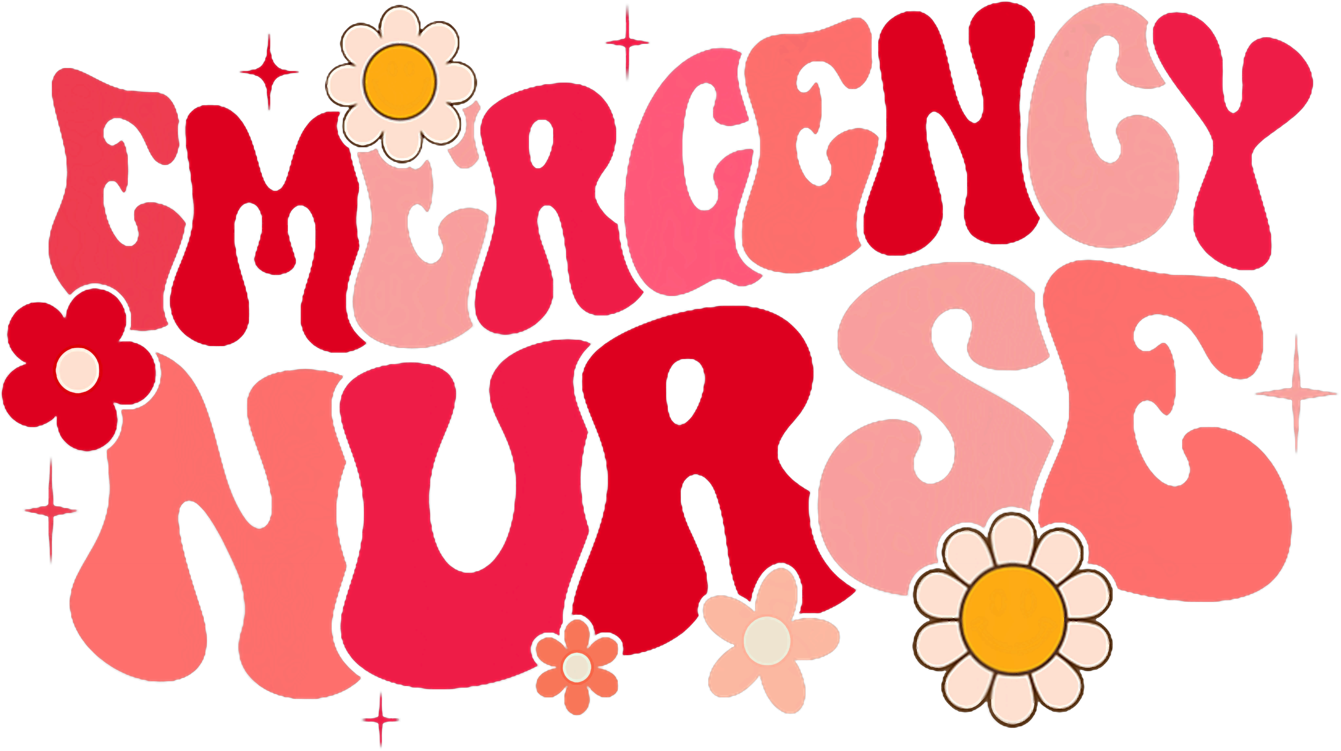 Emergency Nurse Pink Retro Floral DTF Transfer
