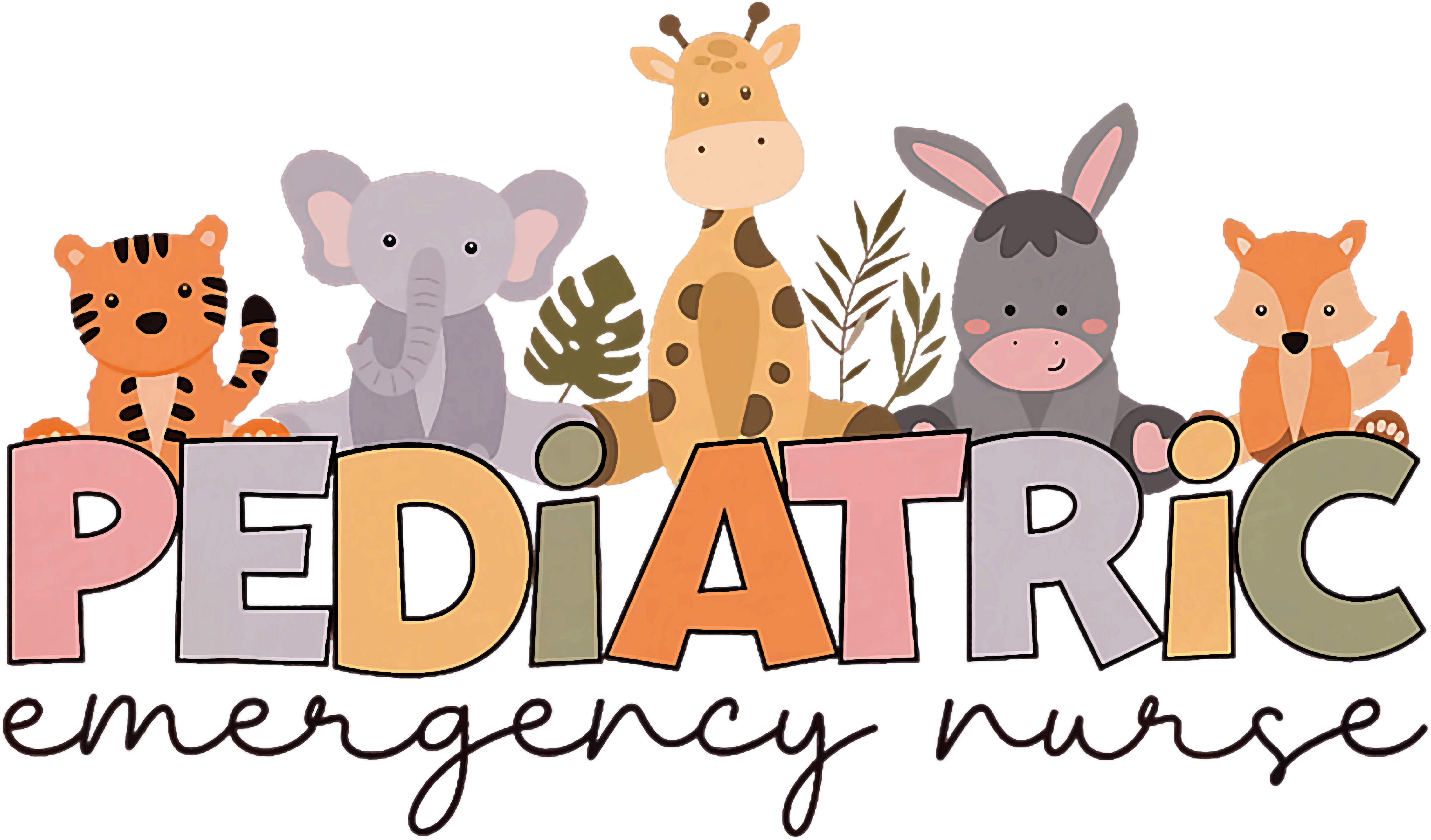Pediatric Emergency Nurse Safari Animals DTF Transfer