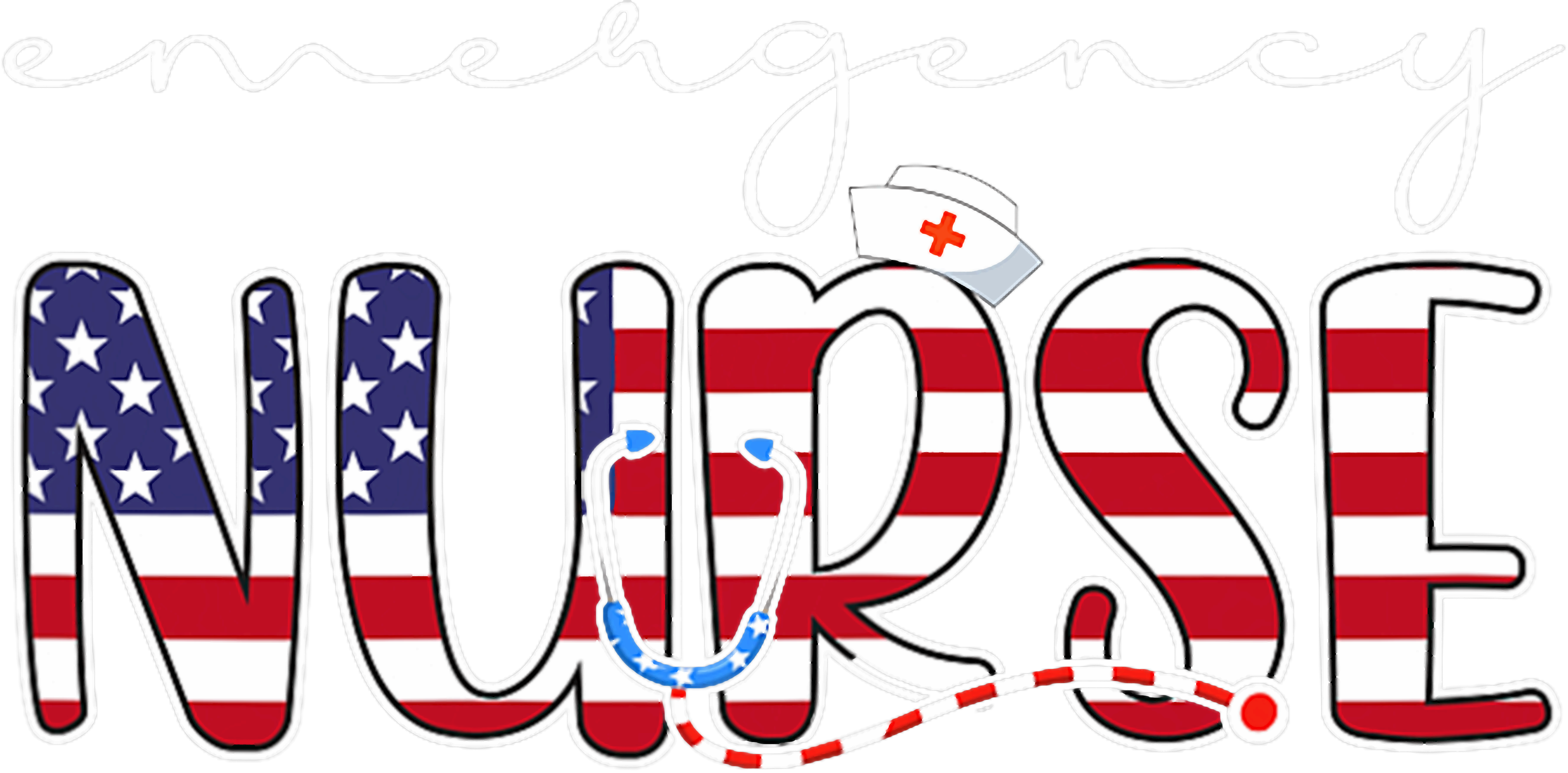Emergency Nurse Patriotic Flag DTF Transfer