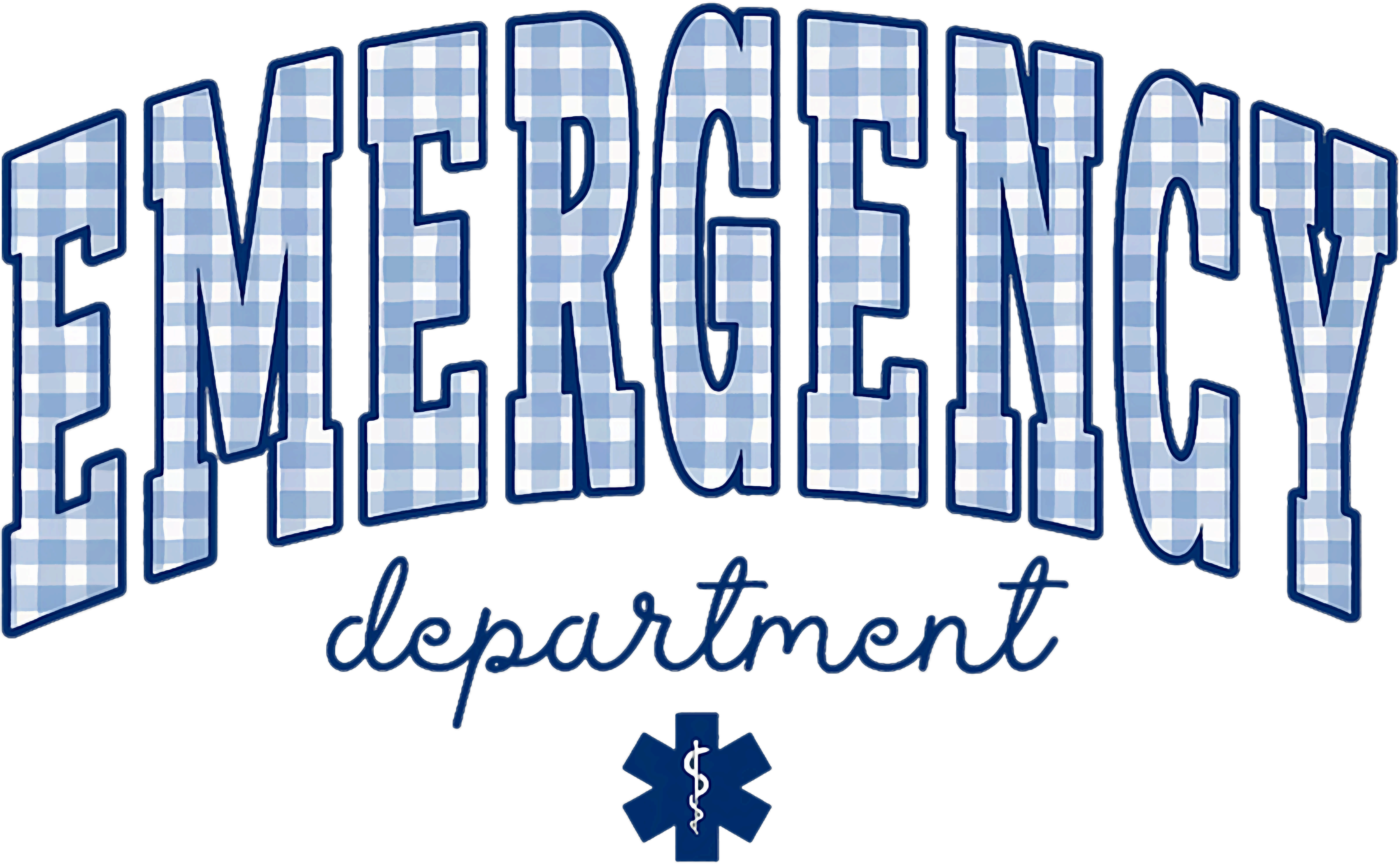 Gingham Emergency Department Emblem DTF Transfer
