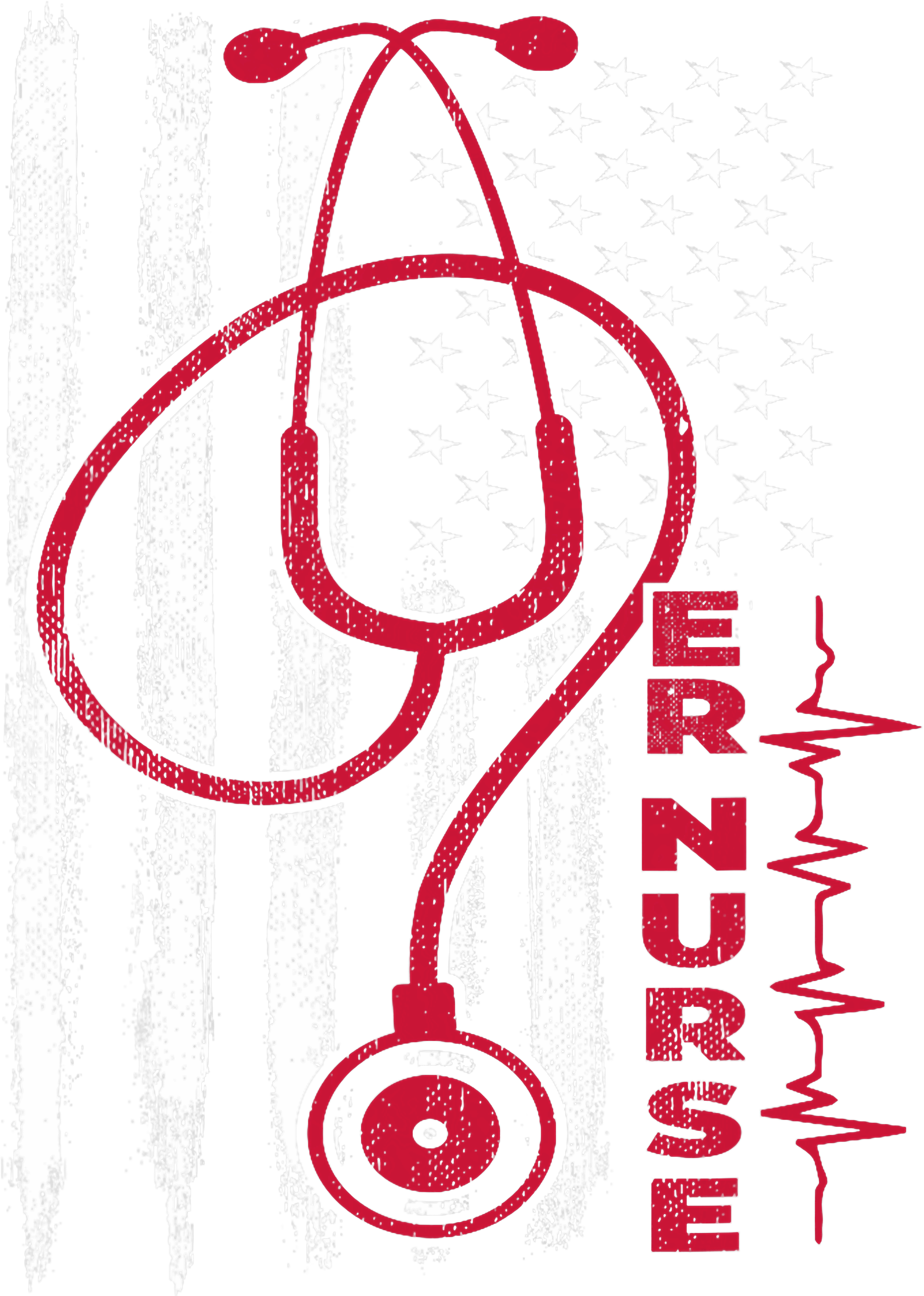 ER Nurse American Flag And Stethoscope DTF Transfer