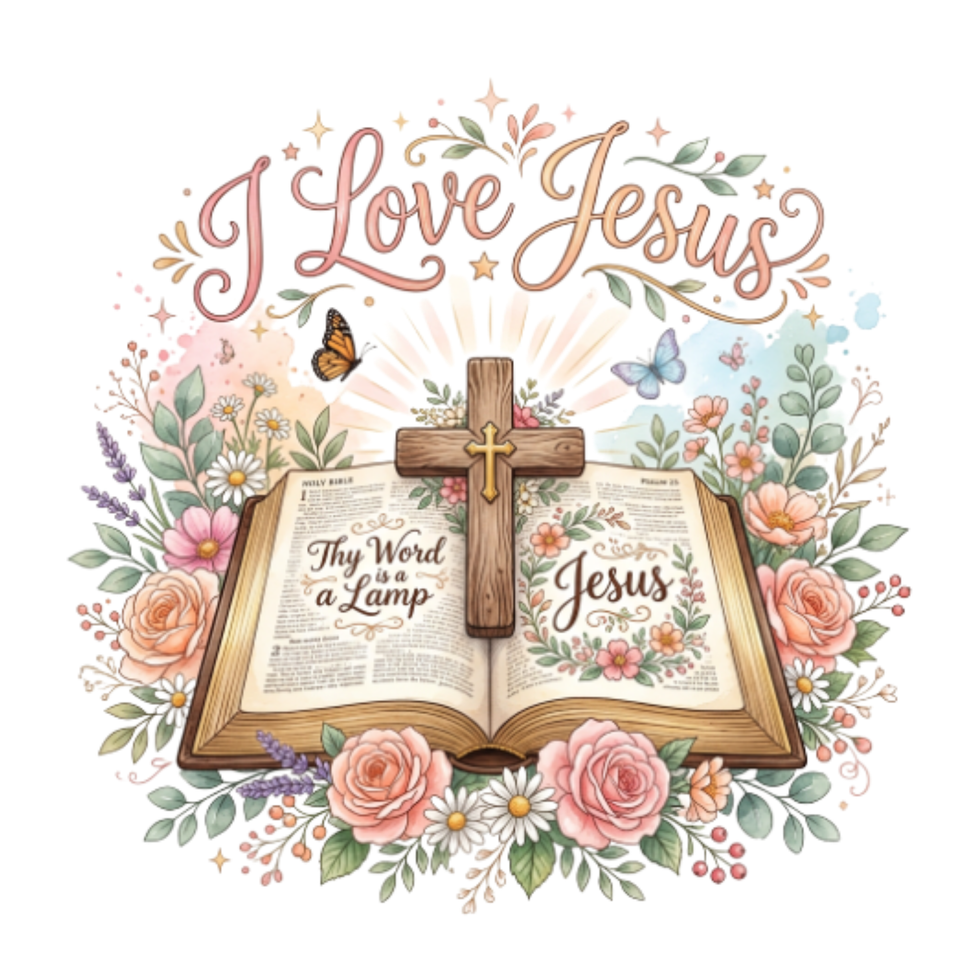 I Love Jesus Floral Bible DTF Transfer