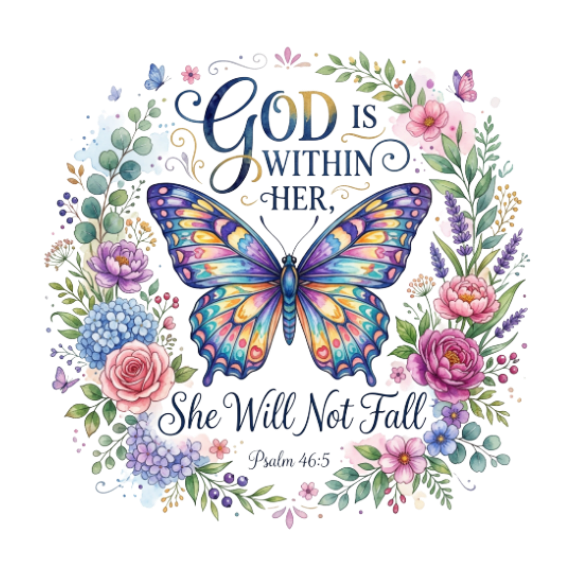 God Is Within Her Butterfly DTF Transfer