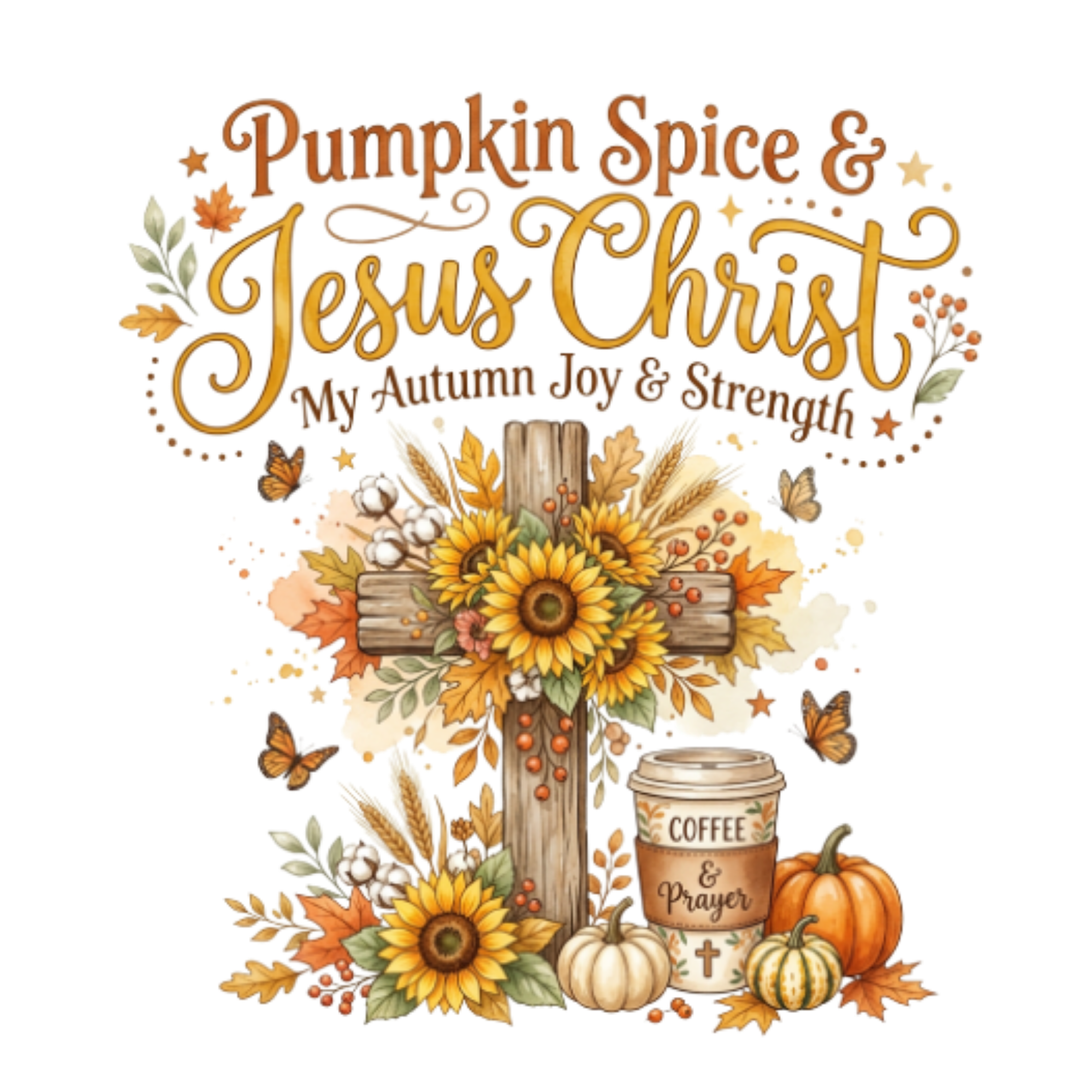 Jesus Christ Autumn Joy And Strength DTF Transfer