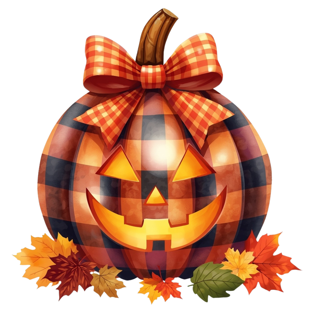 Plaid Jack O Lantern Pumpkin DTF Transfer