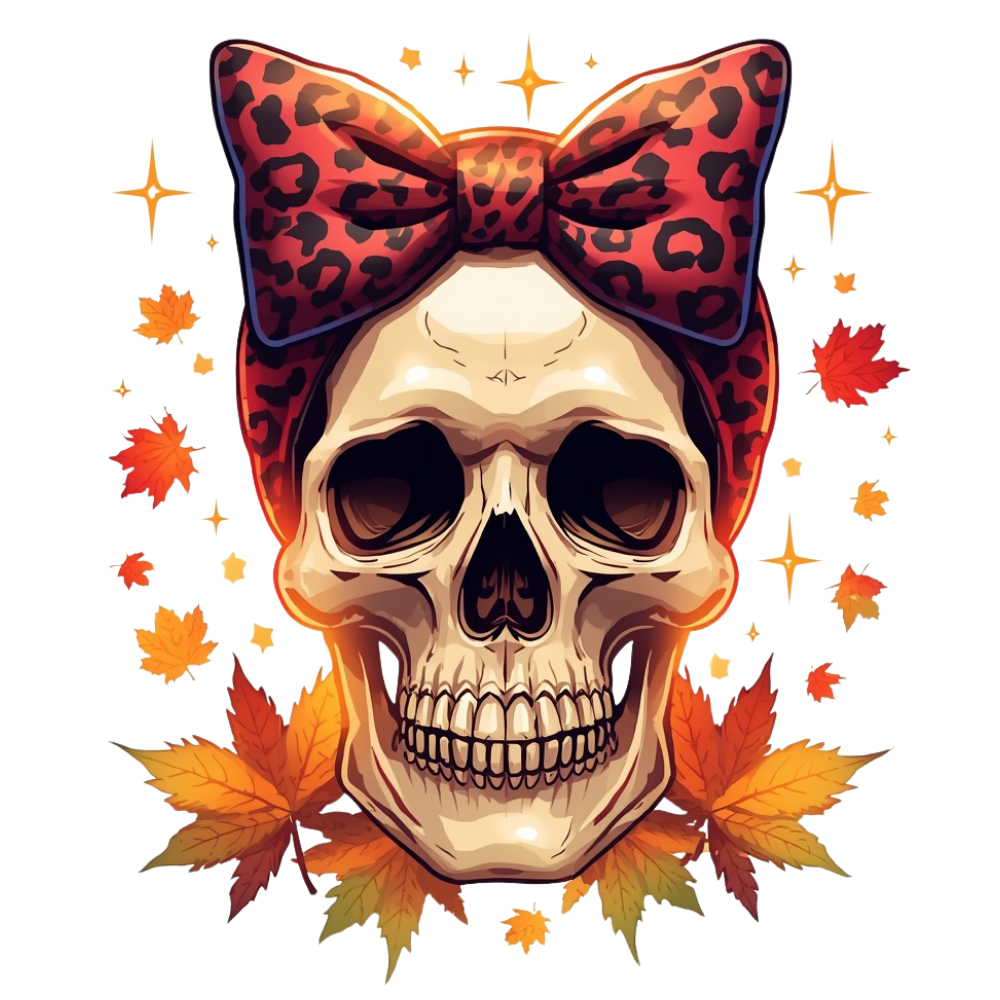 Leopard Bow Halloween Skull DTF Transfer