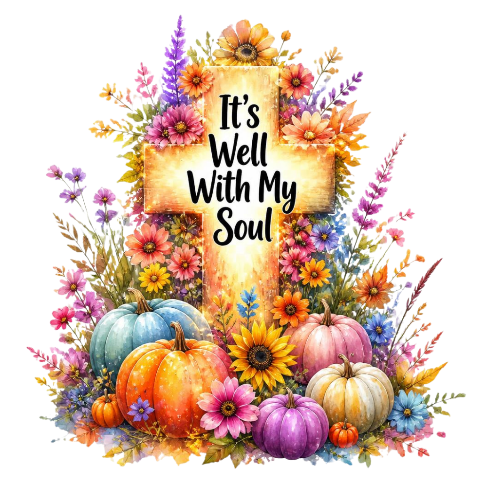 Fall Floral Faith Cross DTF Transfer