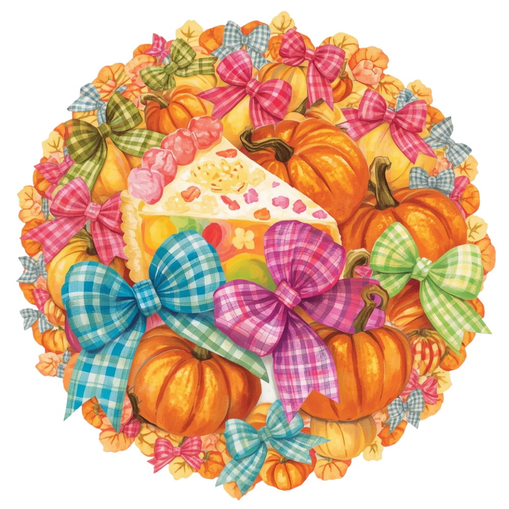 Colorful Pumpkin Bow Wreath DTF Transfer
