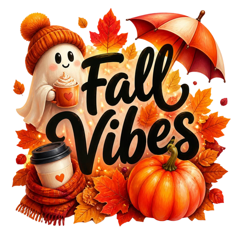 Cozy Fall Vibes Ghost DTF Transfer