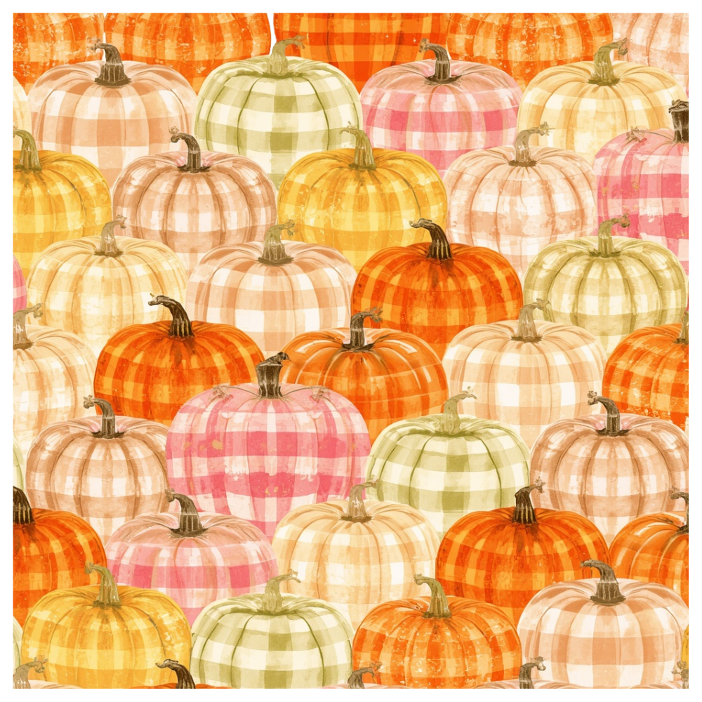 Plaid Pumpkin Fall Pattern DTF Transfer