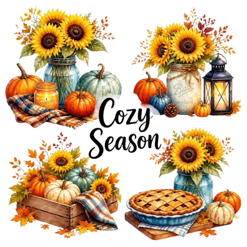 Cozy Sunflower Pumpkin Season DTF Transfer