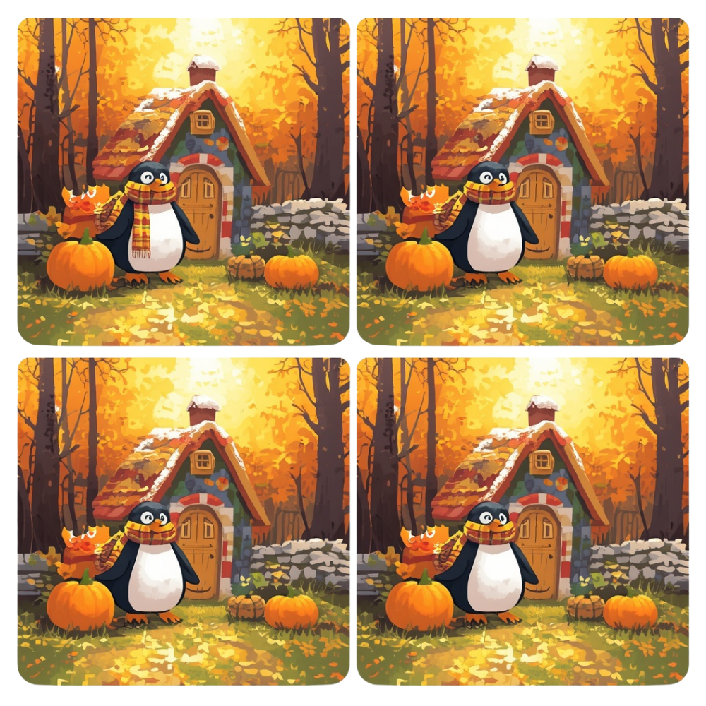 Autumn Penguin Cottage DTF Transfer