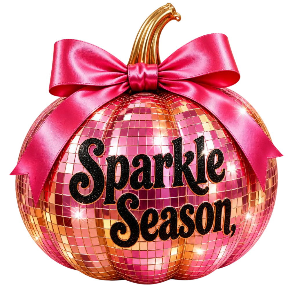 Sparkle Season Pink Pumpkin DTF Transfer
