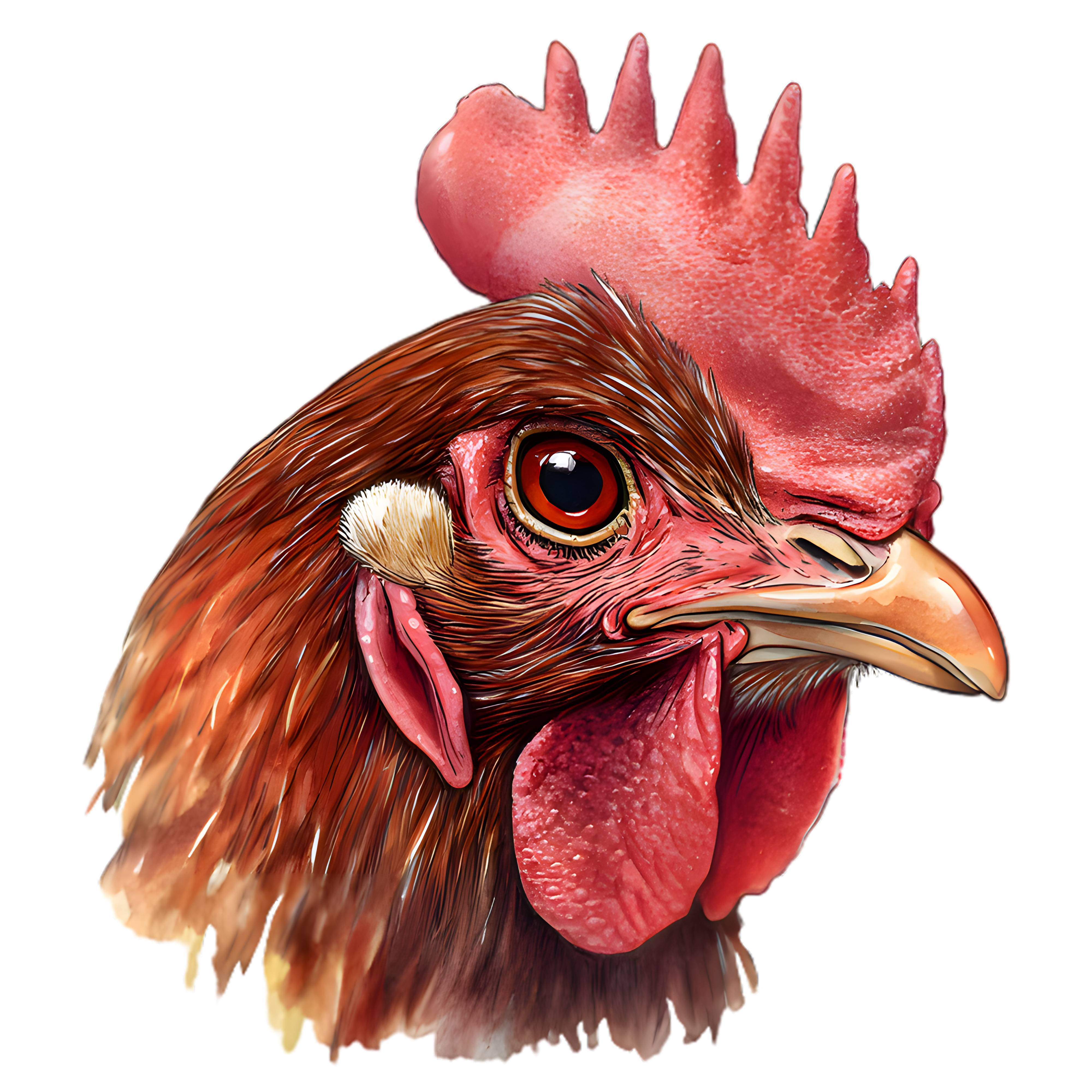 Watercolor Brown Hen Portrait DTF Transfer