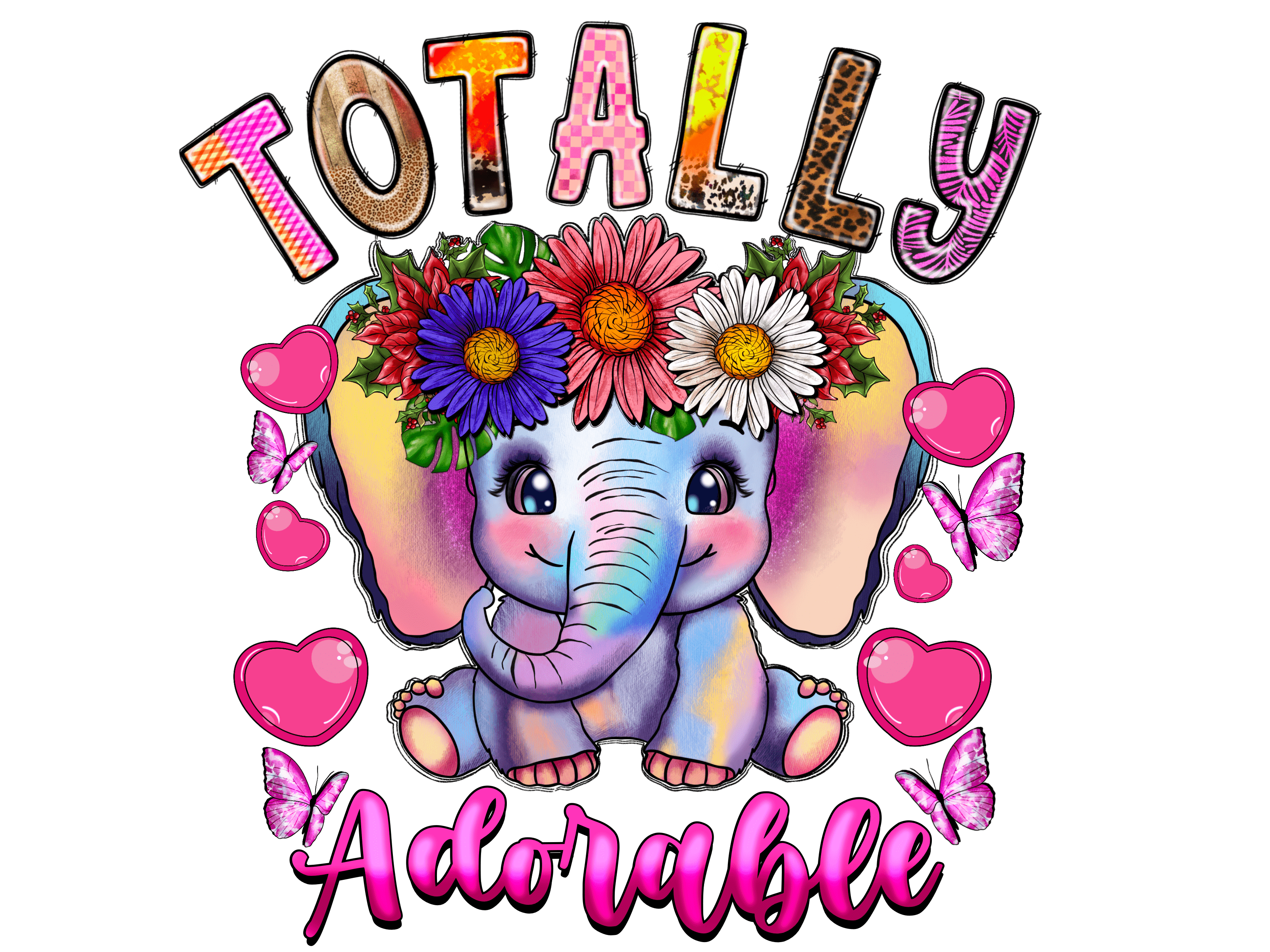 Cute Floral Baby Animal DTF Transfer