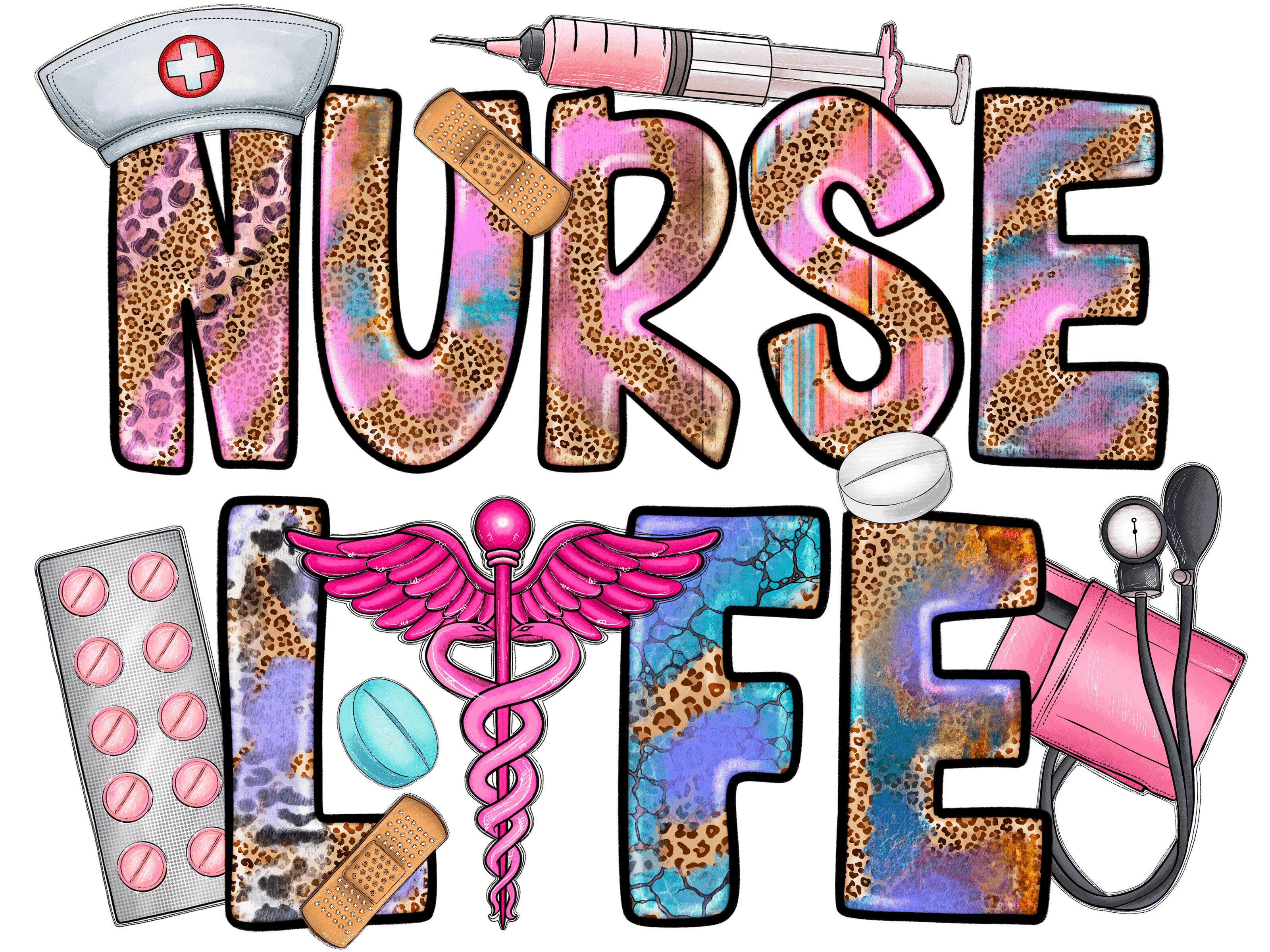 Pink Leopard Medical Worker Appreciation DTF Transfer