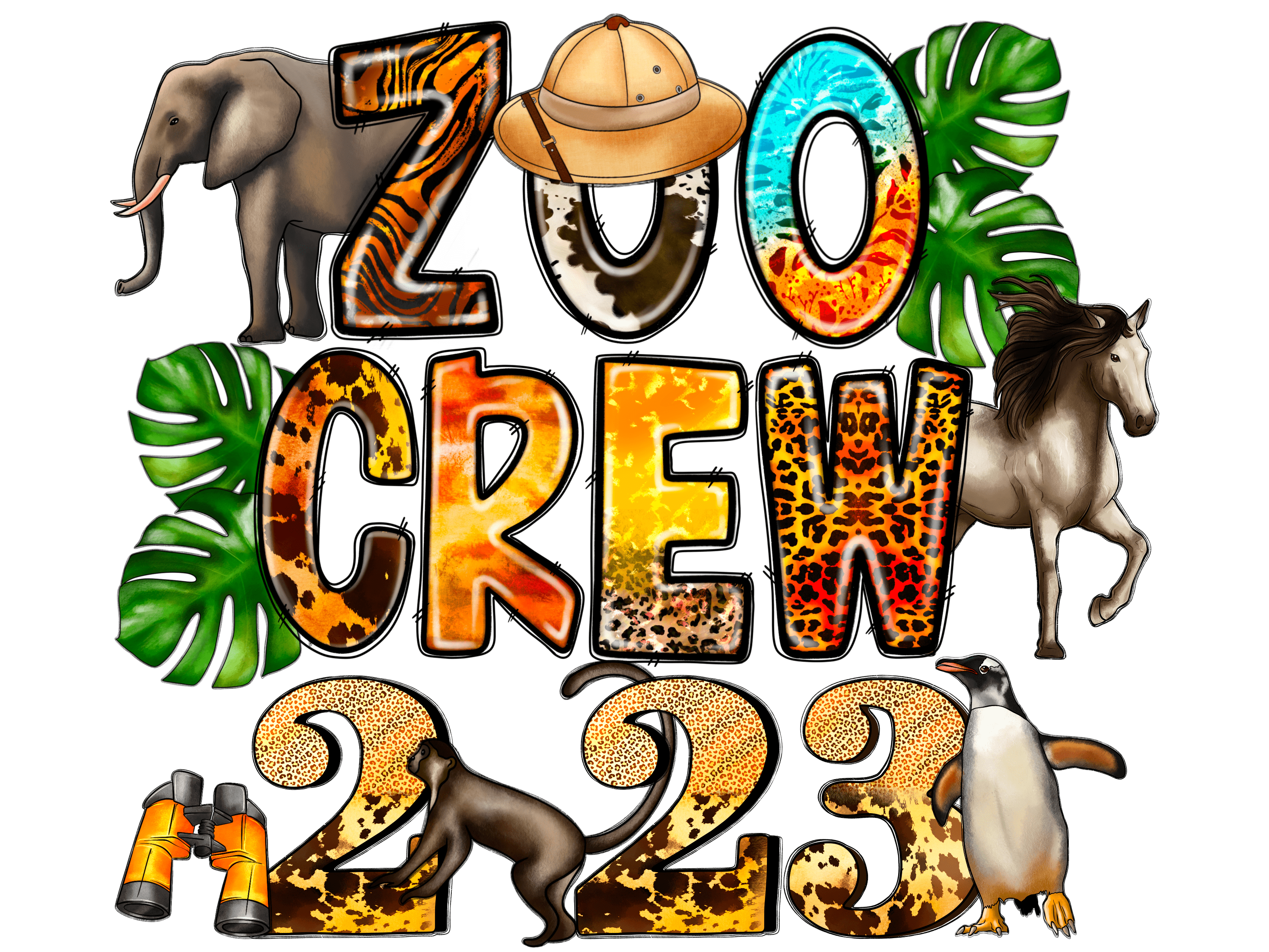 Safari Animal Adventure Zoo Trip DTF Transfer