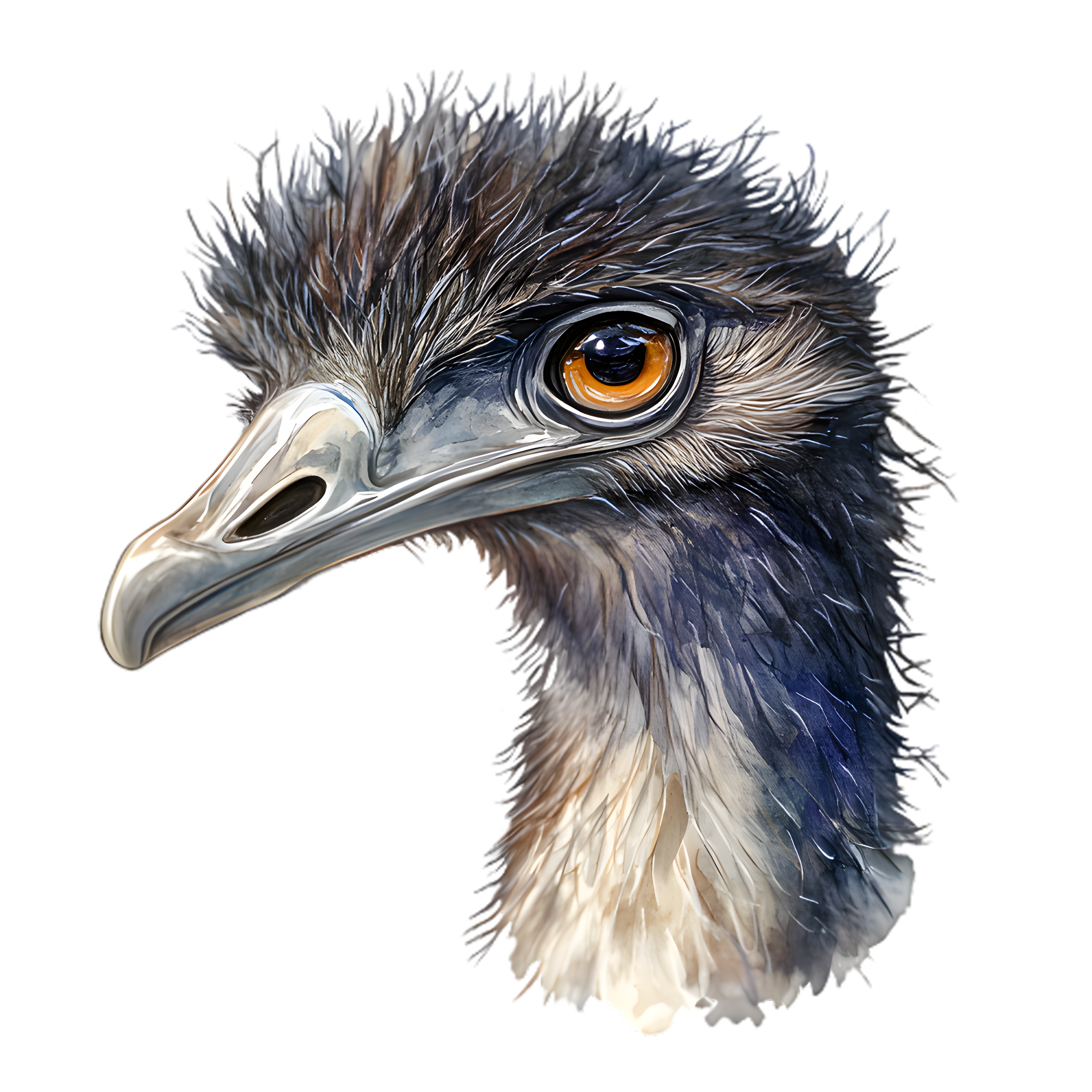 Watercolor Emu Bird Portrait DTF Transfer
