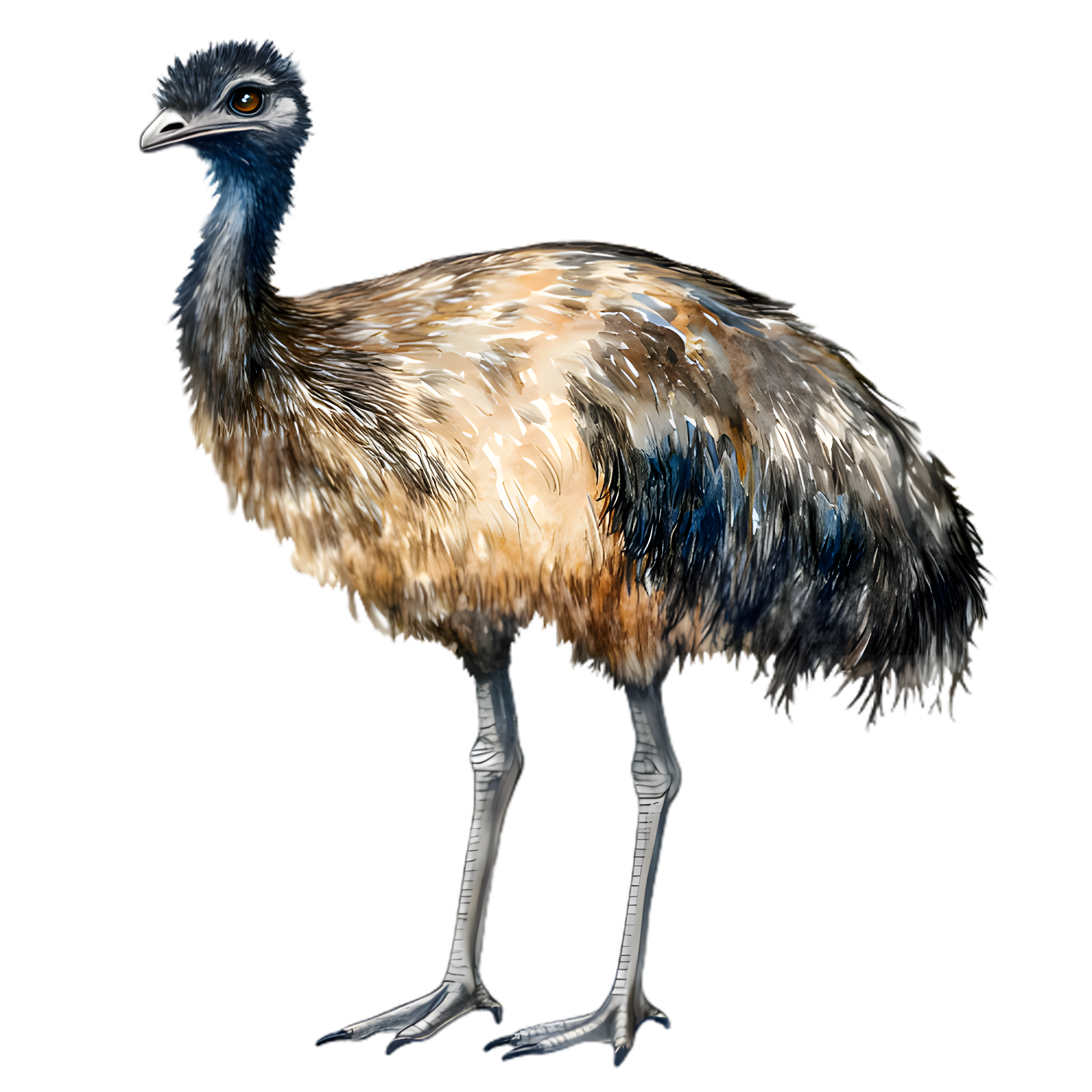 Watercolor Emu Bird Illustration DTF Transfer