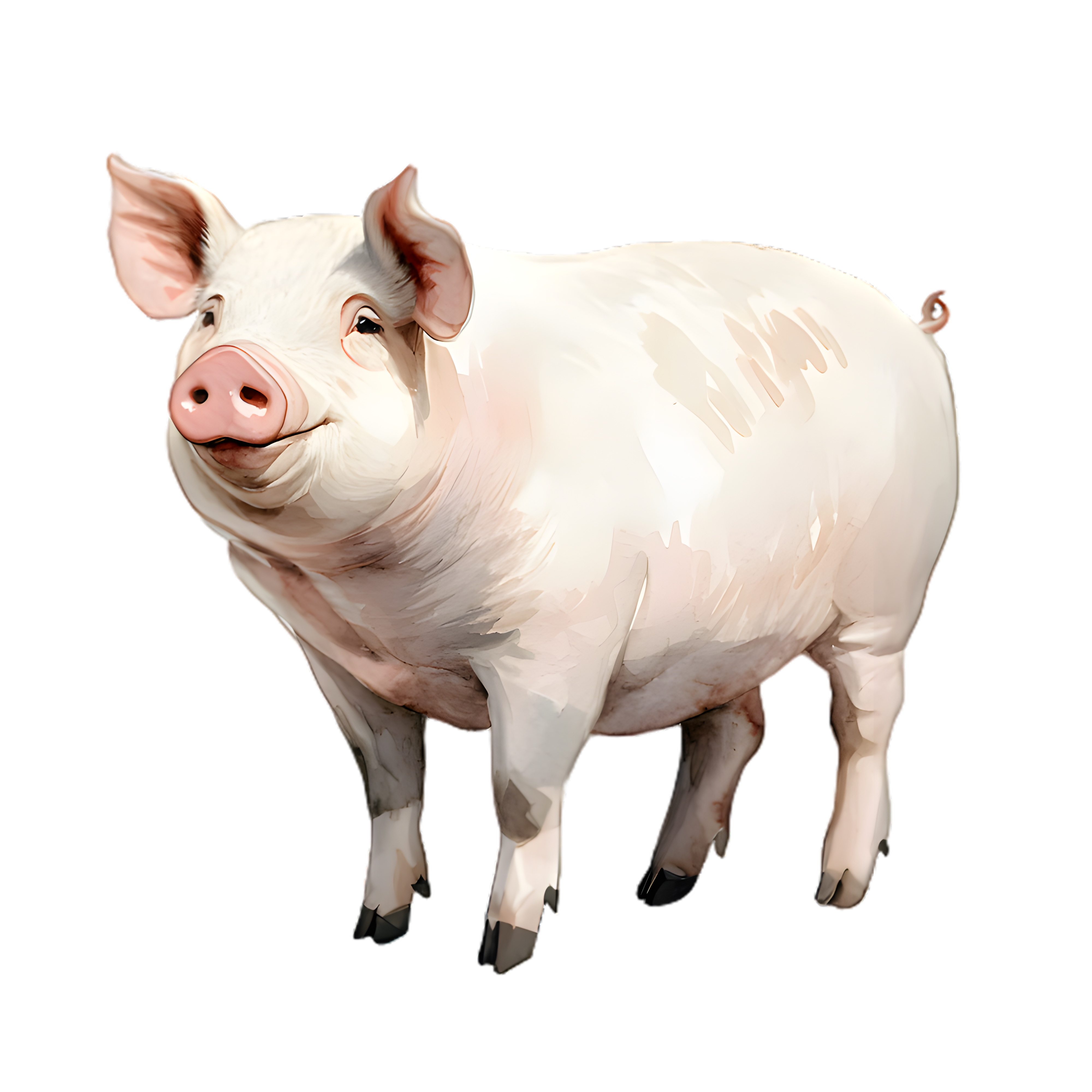 Watercolor White Farm Pig DTF Transfer