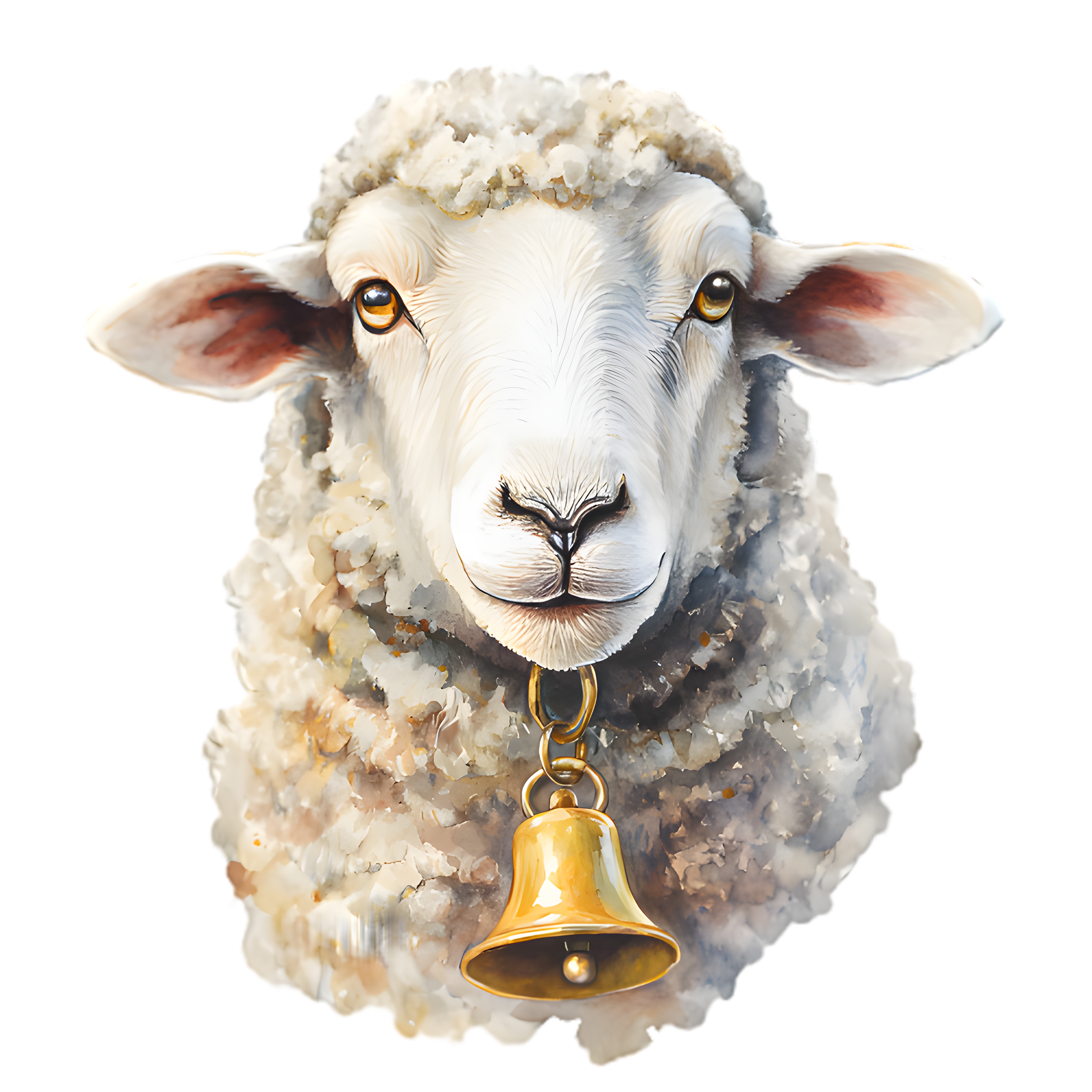 Sheep With Golden Bell Portrait DTF Transfer