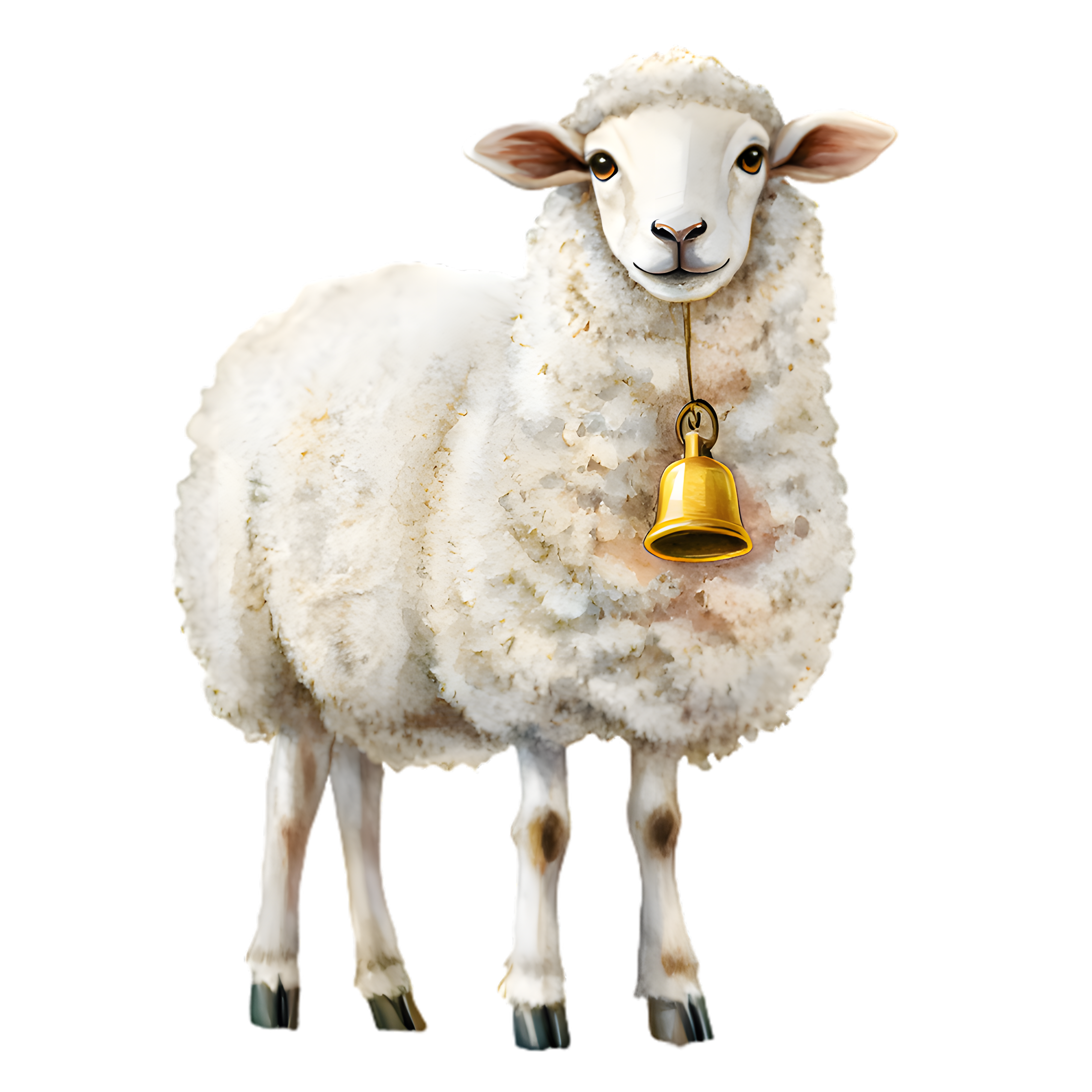 White Sheep With Golden Bell DTF Transfer
