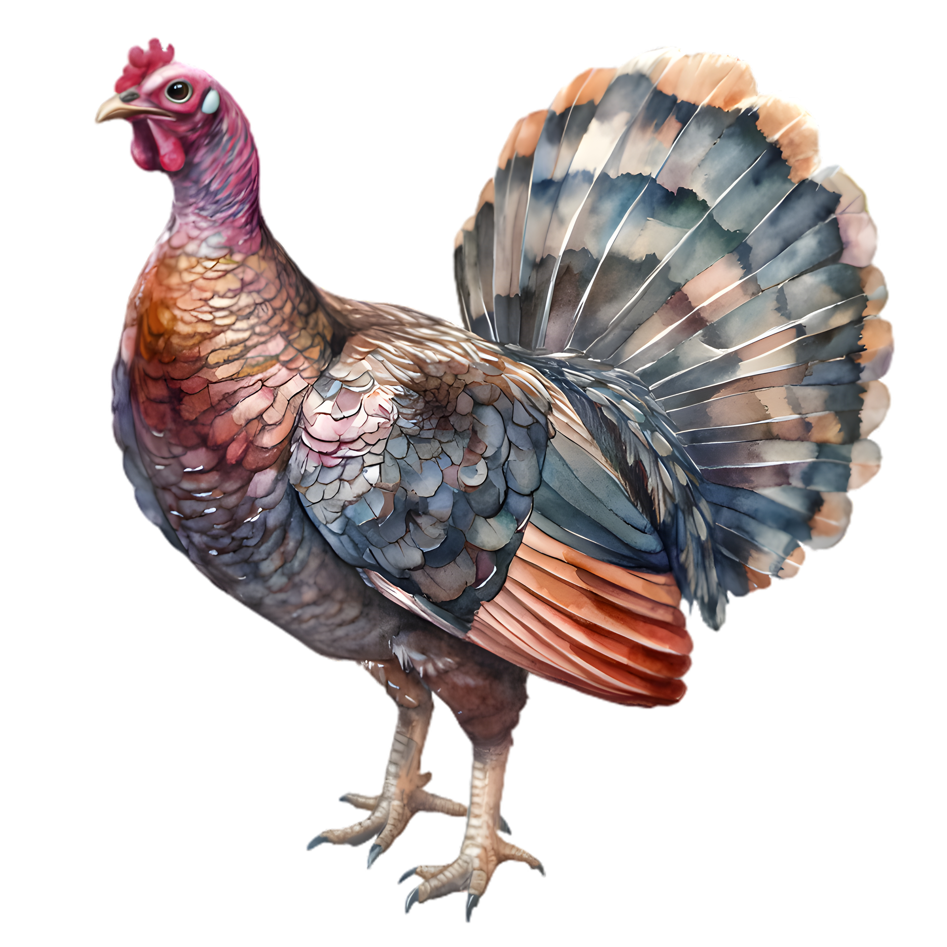 Watercolor Farm Turkey Illustration DTF Transfer