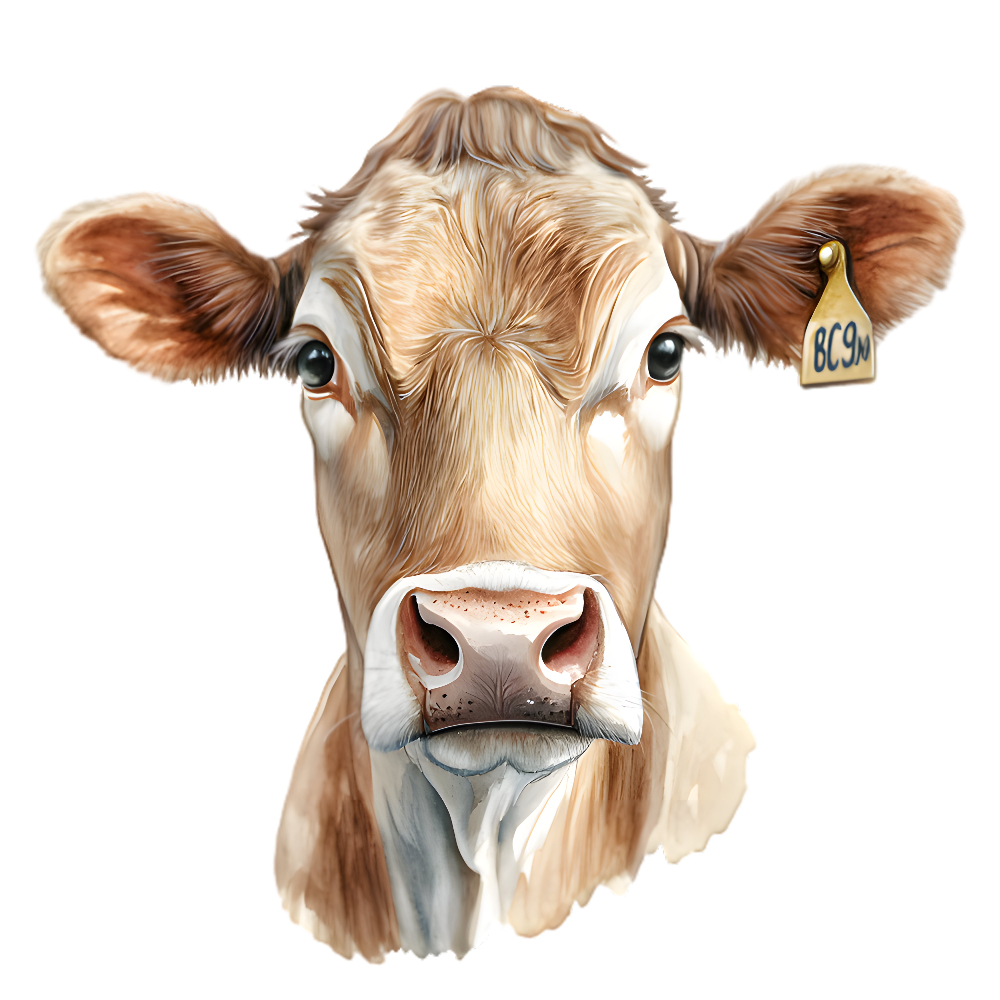 Brown Dairy Cow Portrait DTF Transfer