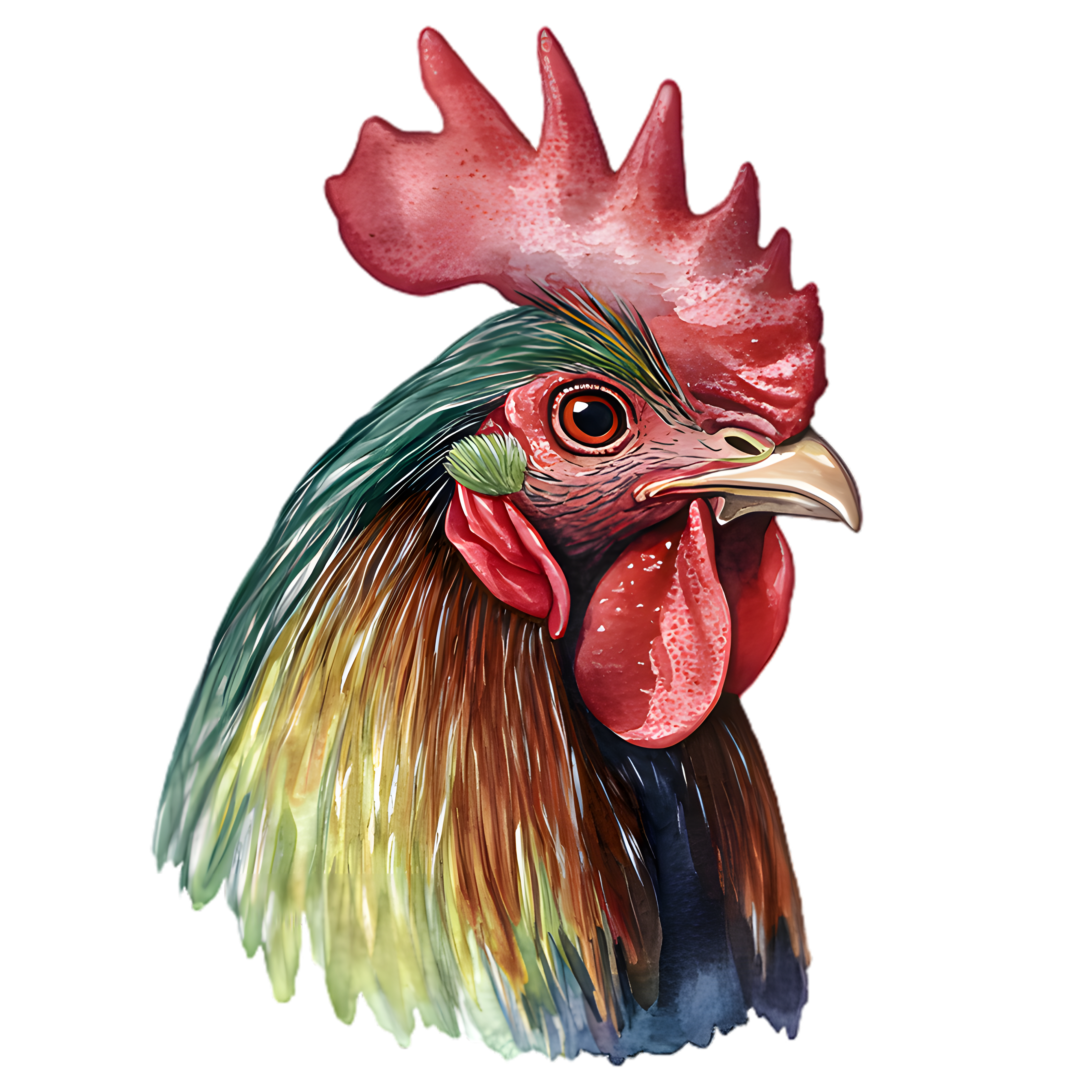 Colorful Watercolor Rooster DTF Transfer