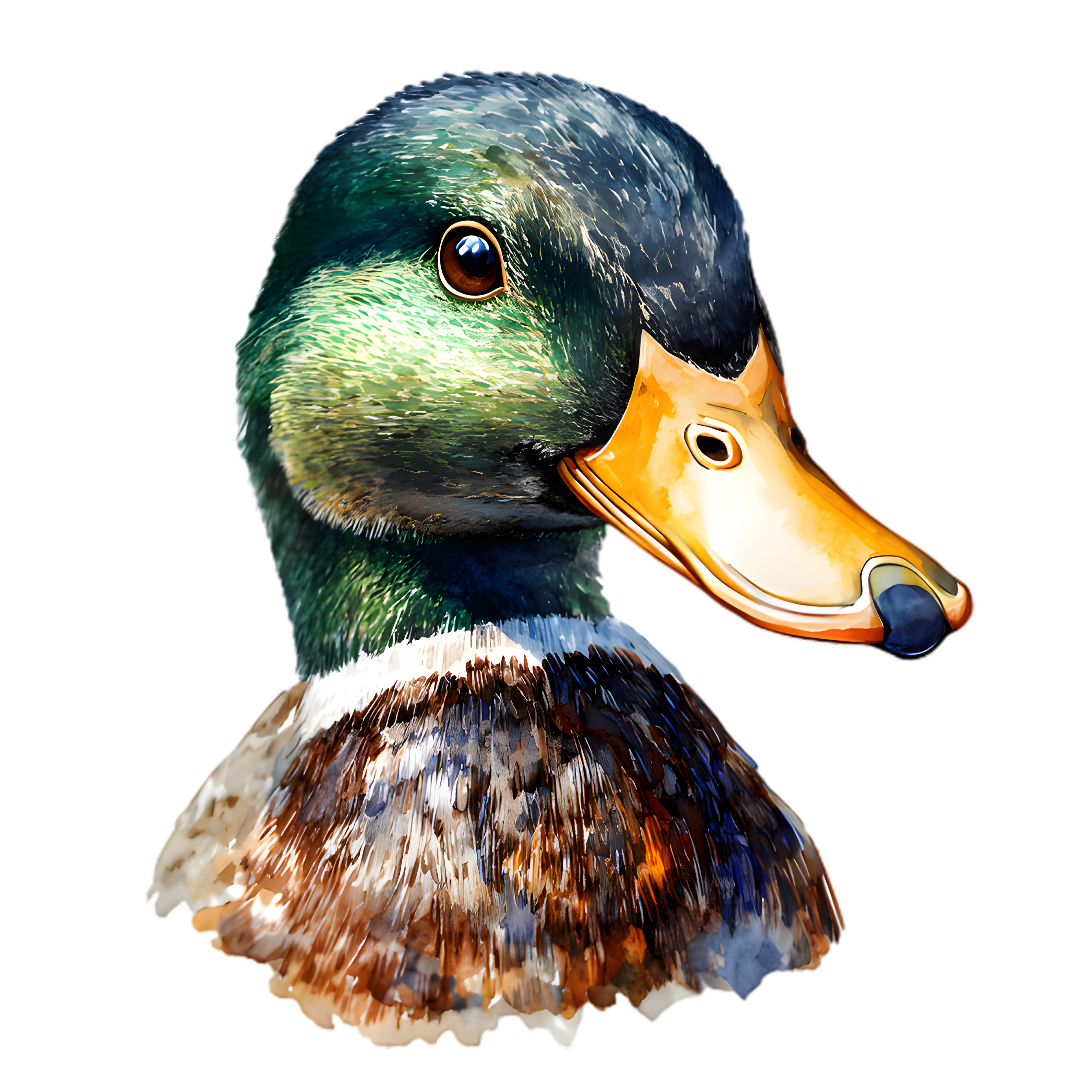 Watercolor Mallard Duck Portrait DTF Transfer