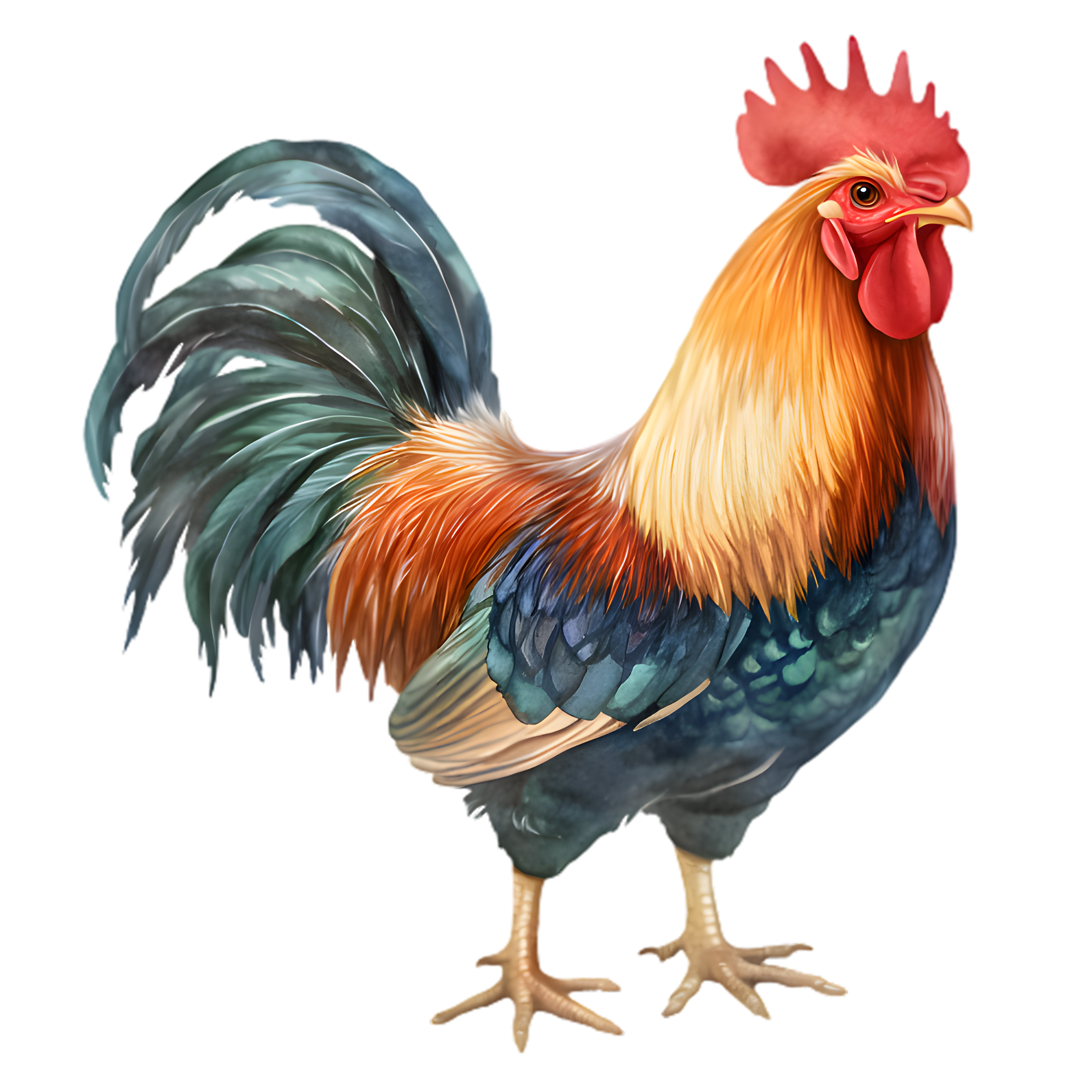 Colorful Watercolor Farm Rooster DTF Transfer
