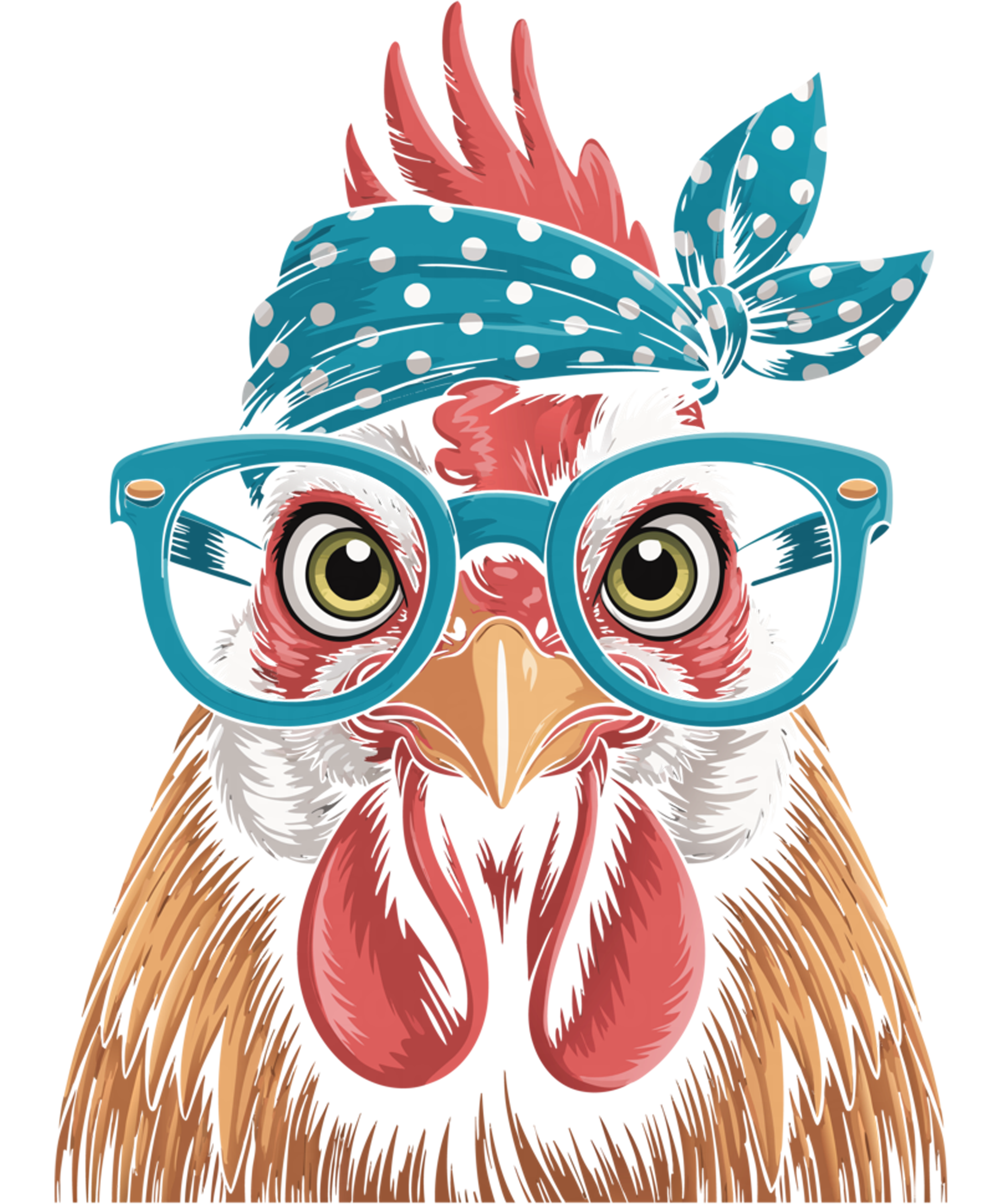 Nerdy Chicken Portrait DTF Transfer