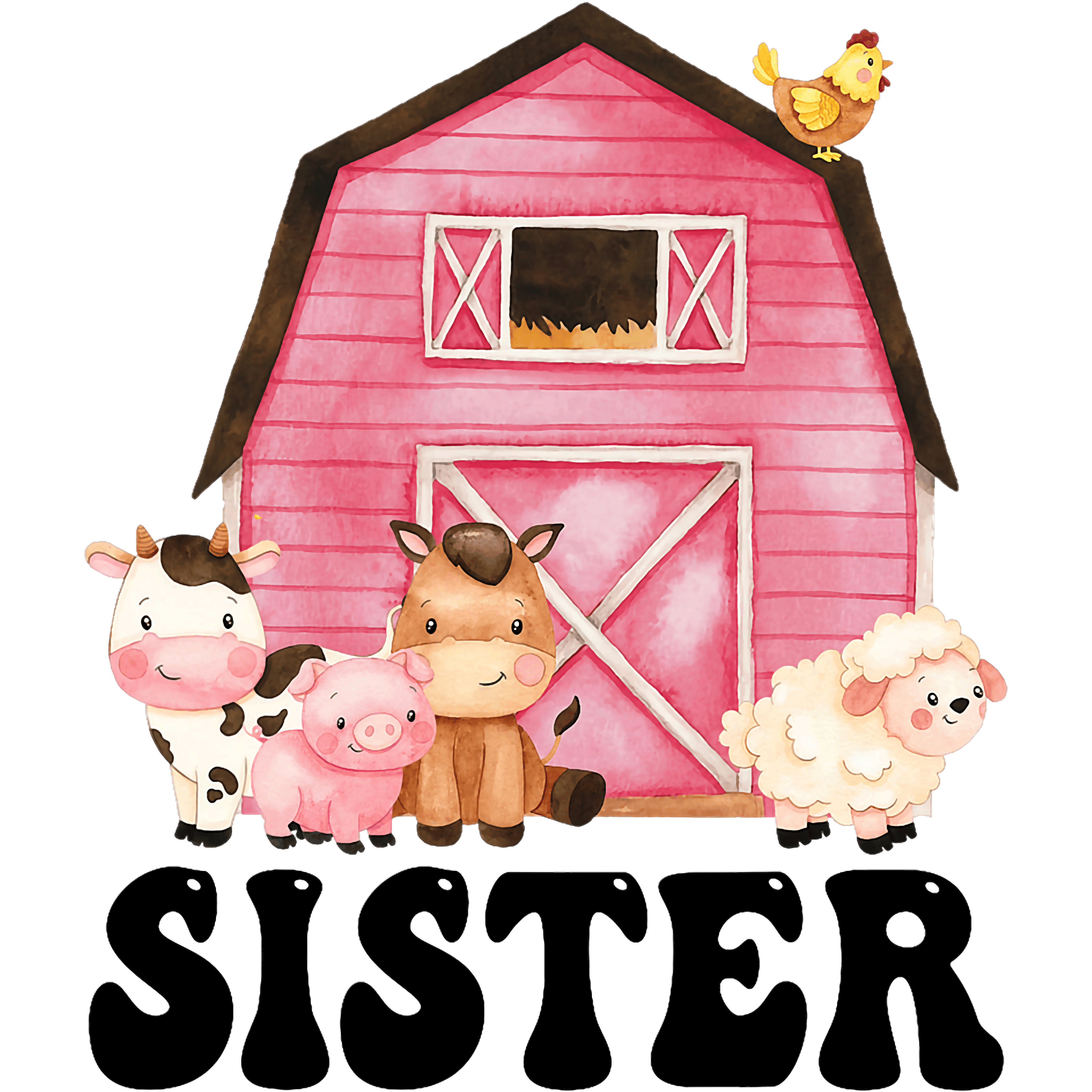 Farm Sister Barn Friends DTF Transfer