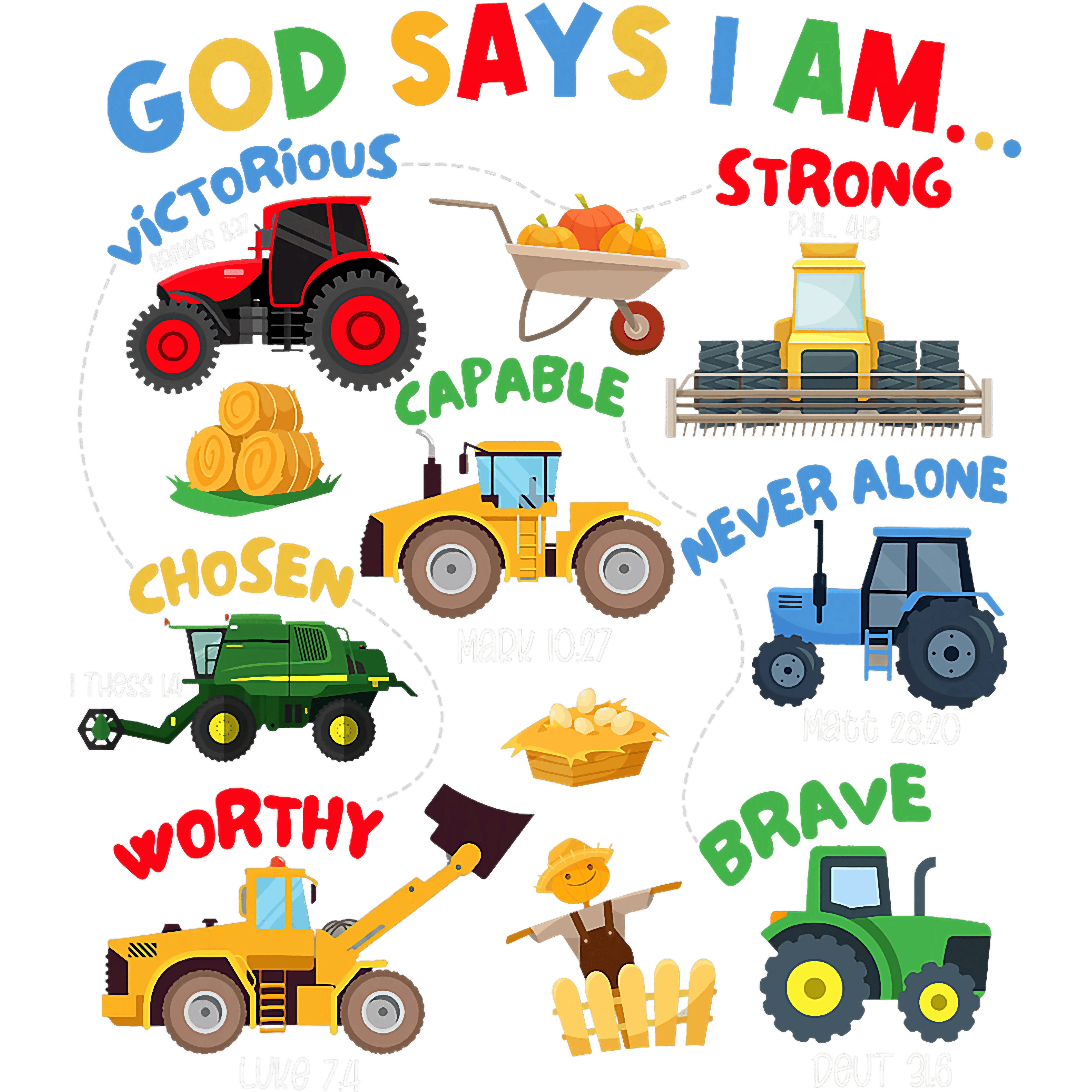 God Says I Am Strong Farmer Christian DTF Transfer
