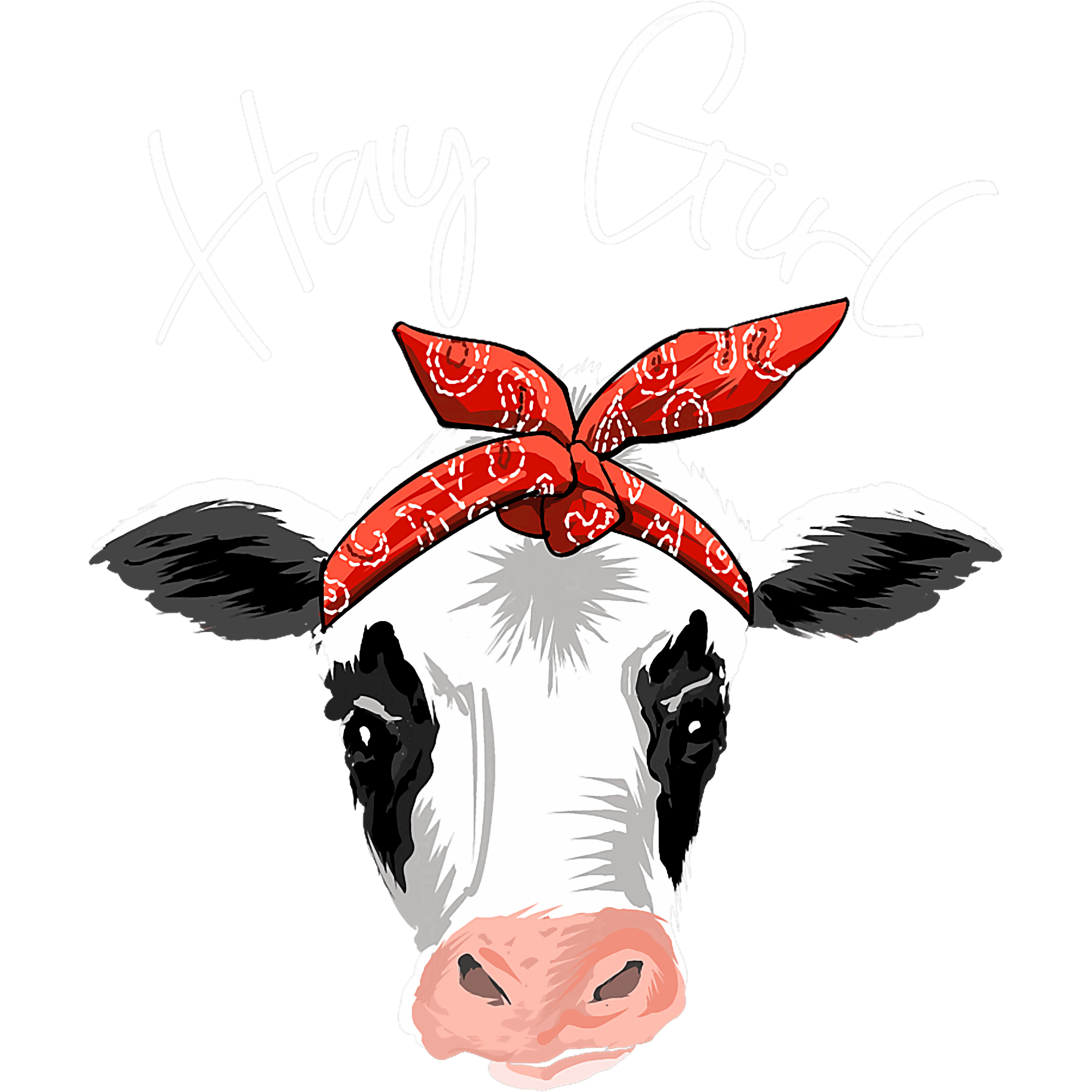 Hay Girl Cow Bandana DTF Transfer