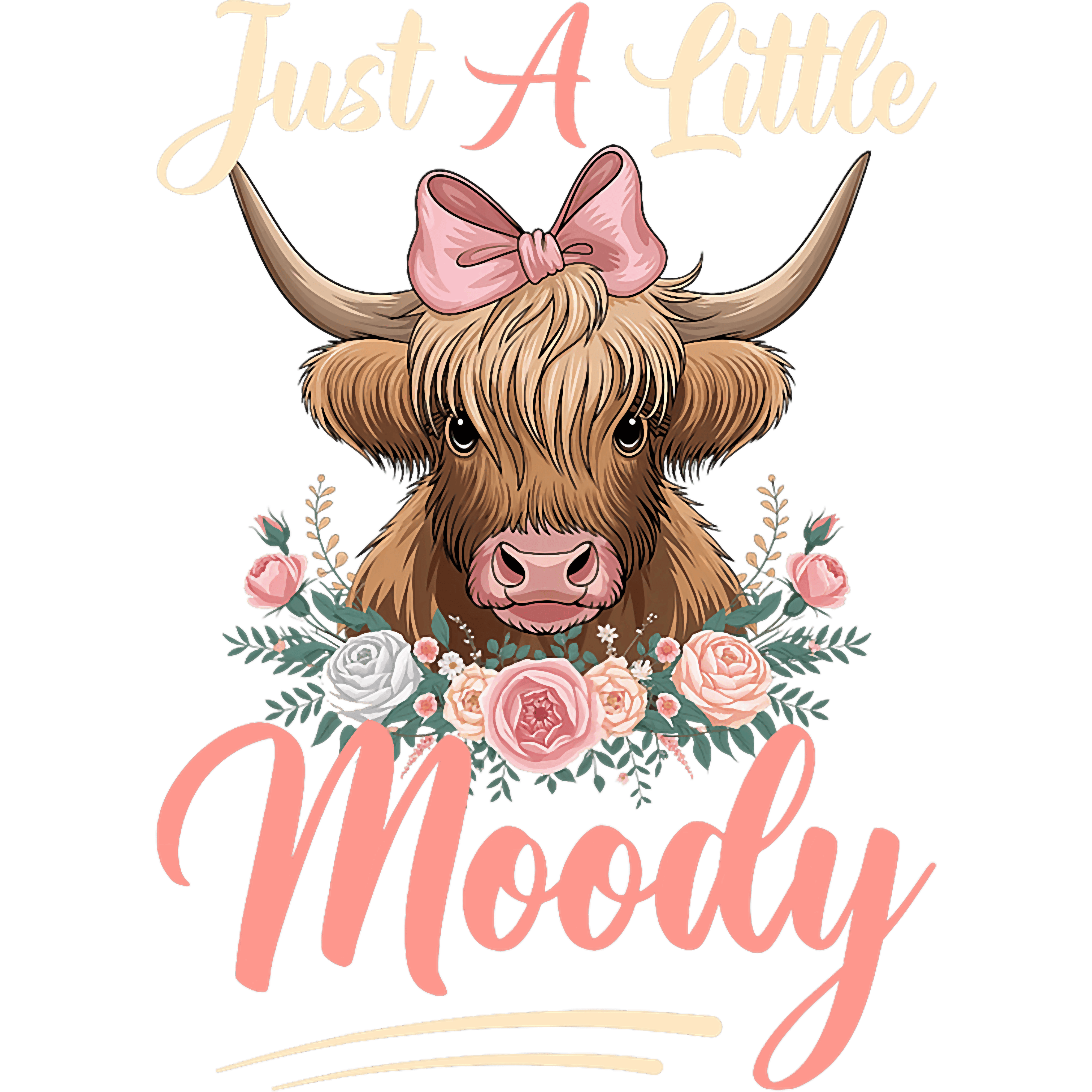 Just A Little Moody Highland Cow DTF Transfer